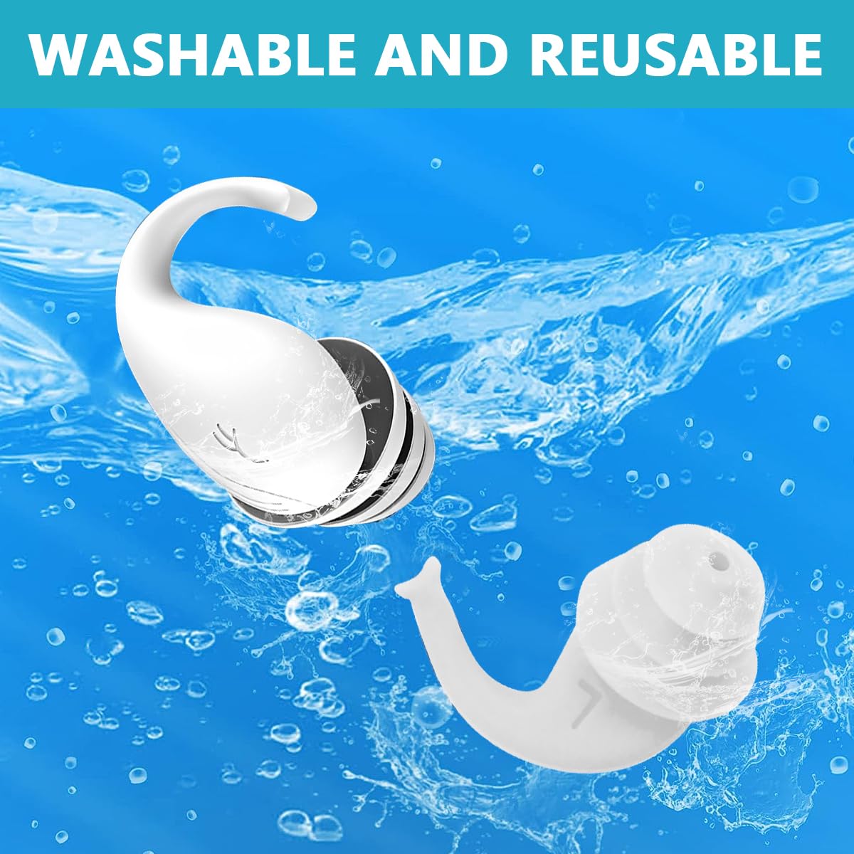 HANNEA Ear Plugs for Sleeping, Reusable Silicone Earplugs for Hearing Protection, Noise Cancelling Ear Plugs for Sleeping, Concerts, Motorcycle, Work (White)