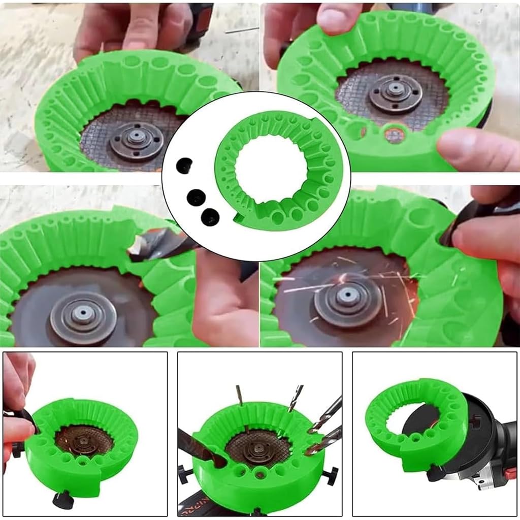 Serplex® Multi Drill Bits Sharpener Attachment Tool for Electric Disc Cutter Angle Grinder Attachment for Sharpening Drill Bits, 20-Slot Design, Drill Bits Sharpening Tool for 2-13mm Dia Drill Bits