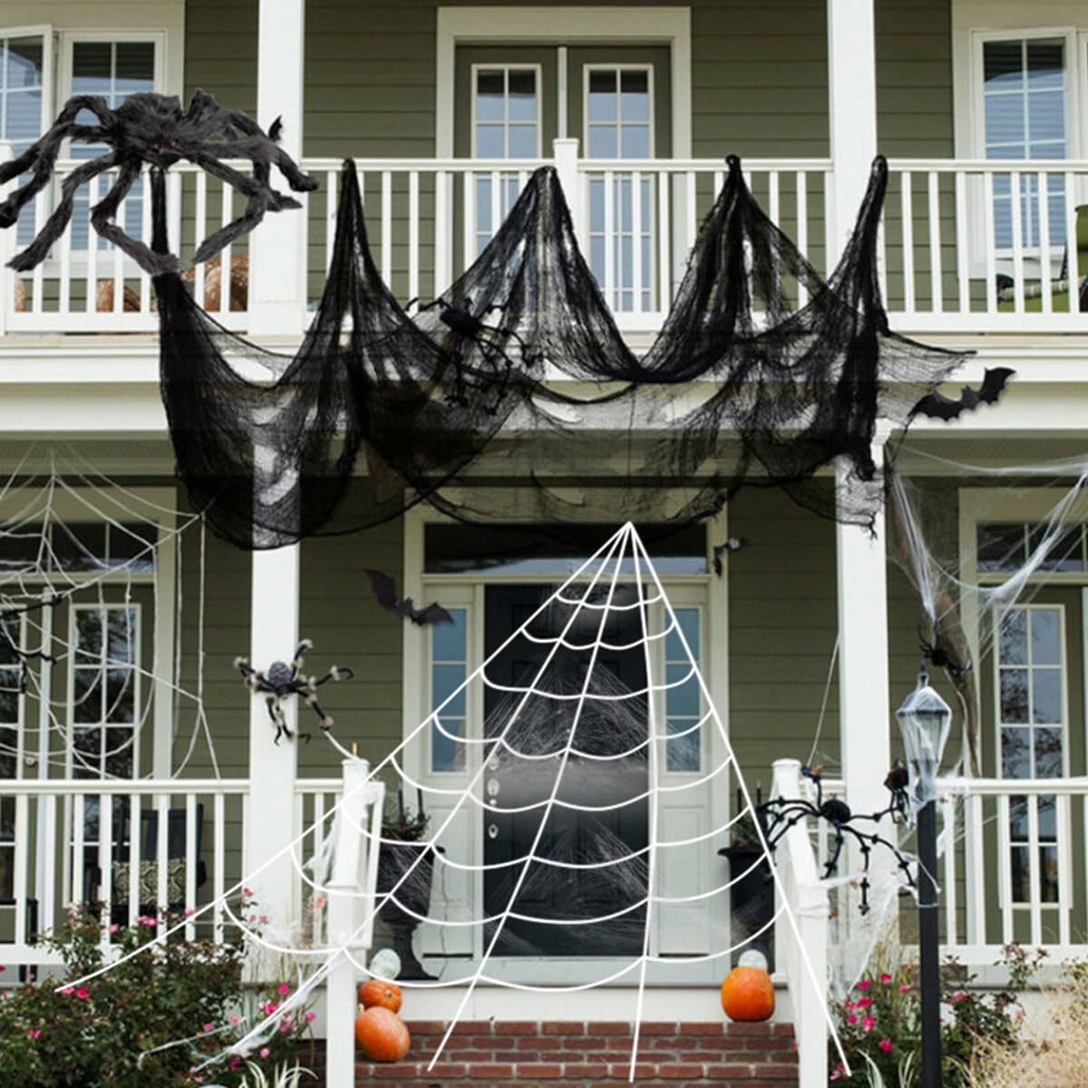HASTHIP Halloween Black Creepy Cloth, 31.5 X 94.5inch Spooky Cheesecloth Gauze Hanging Fabric for Scary Halloween Party Haunted House Doorway Window Wall Home Yard Outdoor Decorations