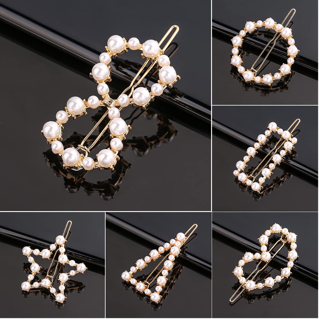 SANNIDHI 6Pcs Elegant Pearl Hair Clips for Women and Girl French Style Hair Charms Pearl Hair Accessories,Bobby Pin Girls Gifts