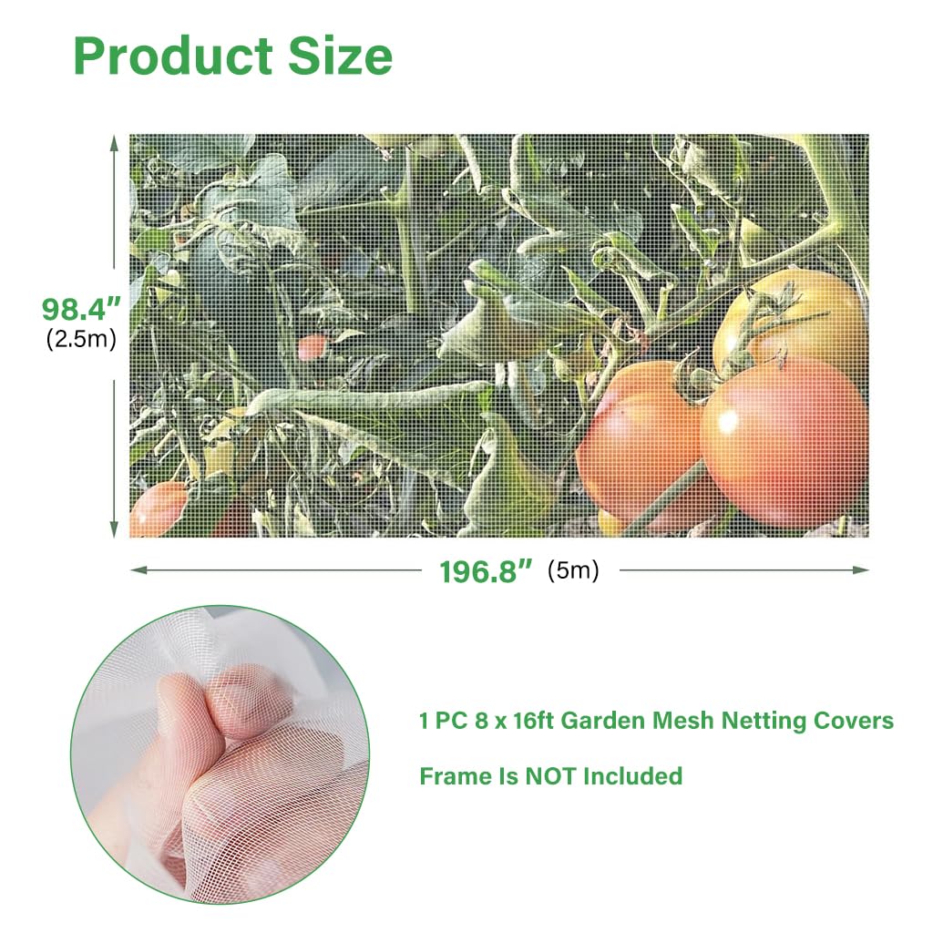 HASTHIP 2.5*5m Ultra Fine Garden Mesh Netting for Plant Protctive, Durable PE Plant Netting Cover for Protect Your Vegetables, Fruits, Flower & Trees, Greenhouse Cover Protection Mesh Net Covers