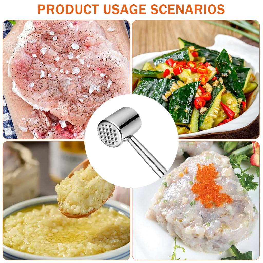Supvox Kitchen Meat Tenderizer 10.4 Inches Meat Pounder Food Grade 304 Stainless Steel Meat Tenderizer Hammer Meat Pounder for Chicken Breast, Meat, Pork