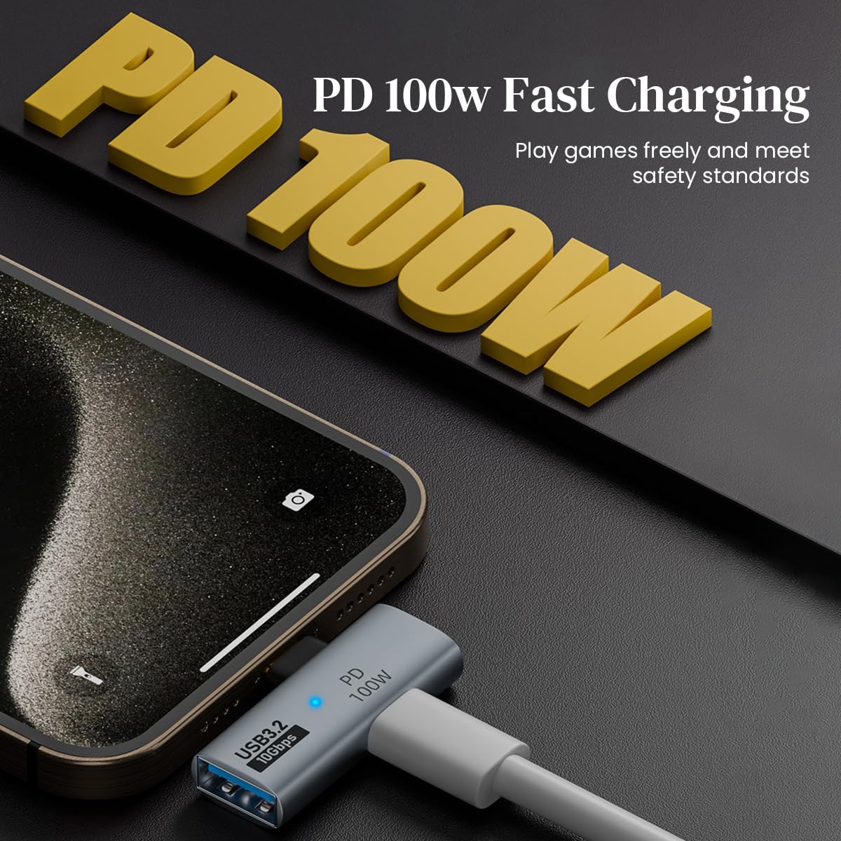 ZORBES 2-in-1 USB C to USB 3.1 Adapter with 100W Charging Port, Thunderbolt 4/3 OTG Converter for Meta Quest 2, iPhone 15, MacBook, iMac, iPad and More