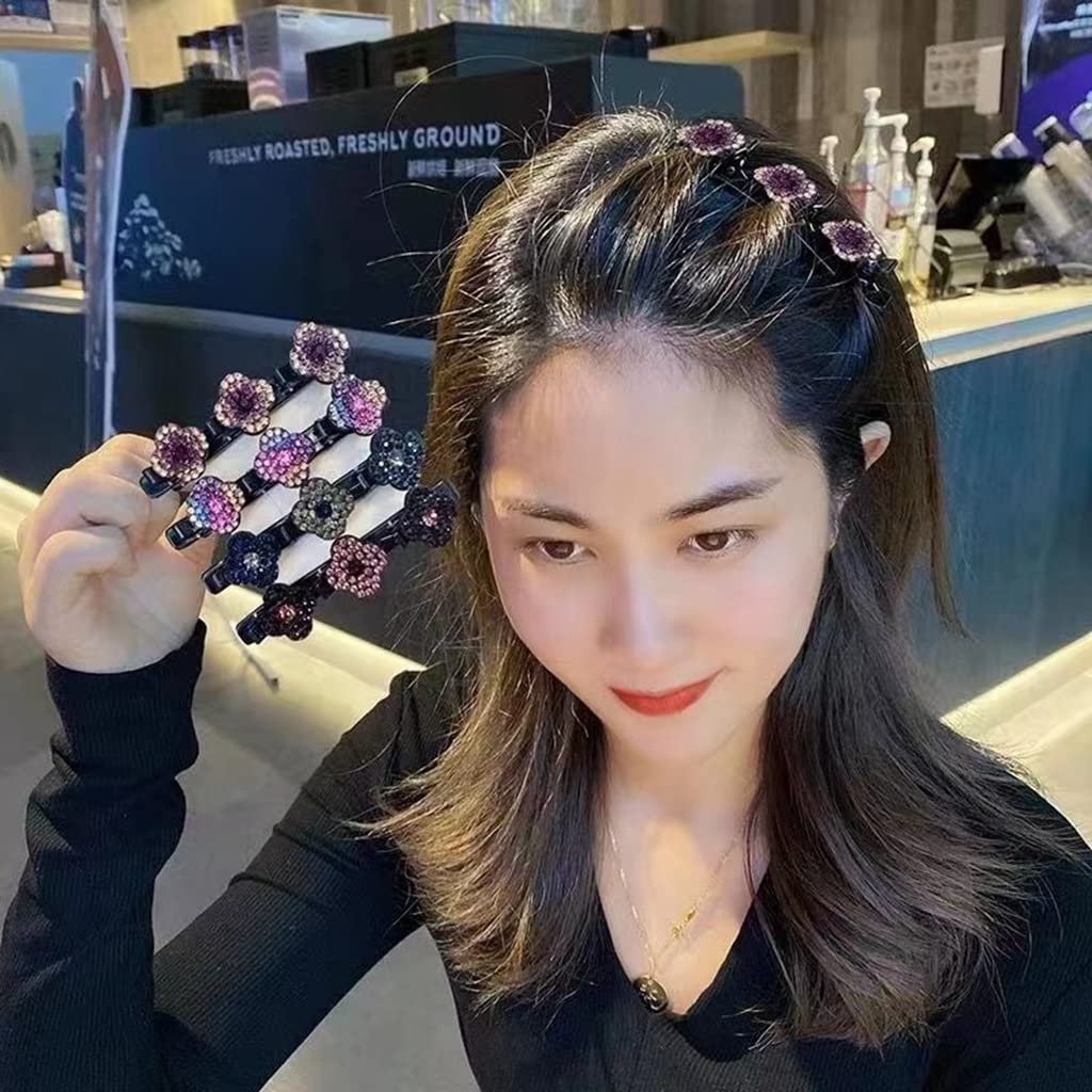 PALAY 4 Pcs Hair Braid Accessories Hair Sectioning Clamps Sparkling Crystal Stone Hairpins Braided Hair Clips for Women Girls Fashion Hairdressing Styling Tools