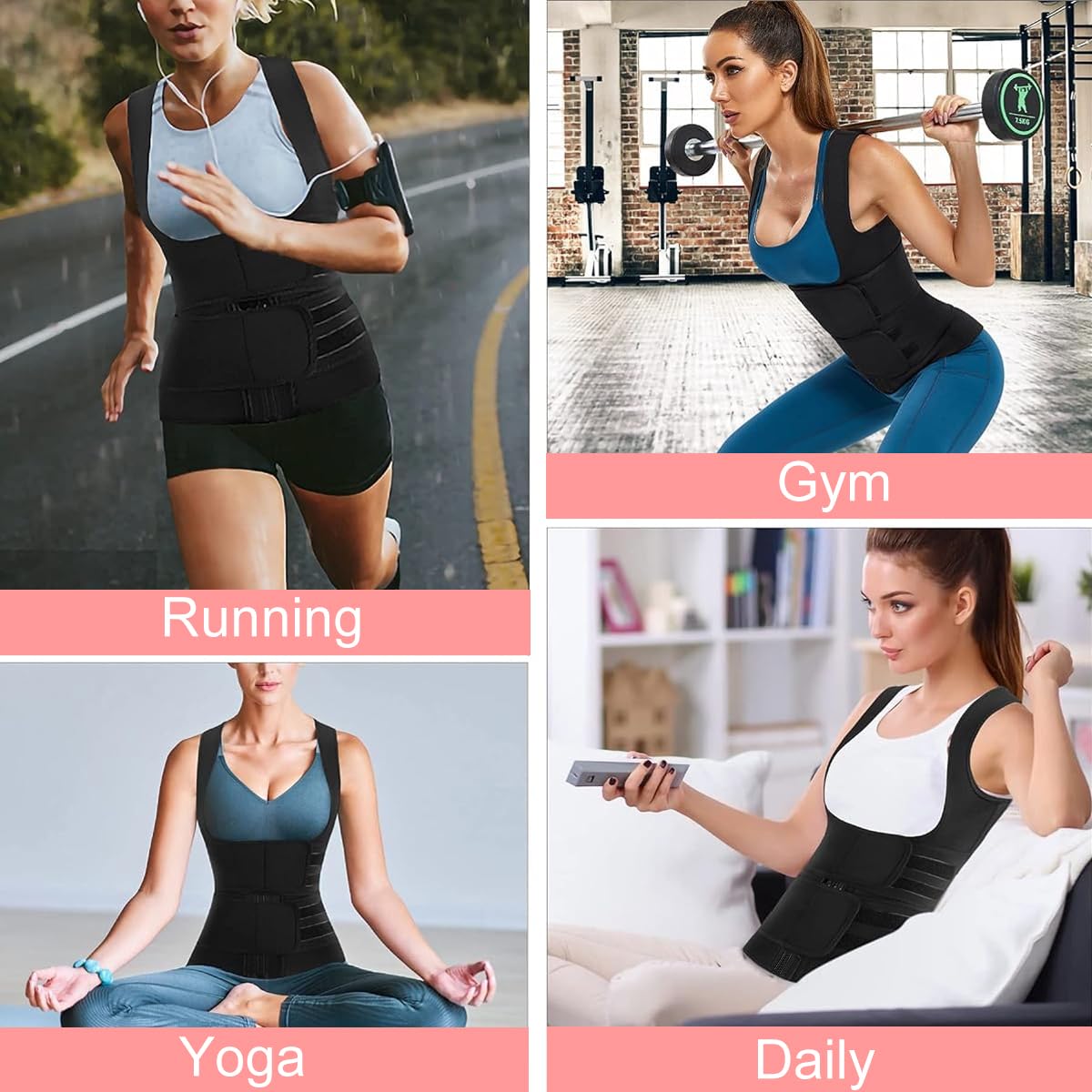 PALAY Waist Trainer for Women Vest Style Waist Belt Waist Breast Push Up Waist Trainer Body Shaper Workout Slim Belly Band for Tummy Tuck (XL)