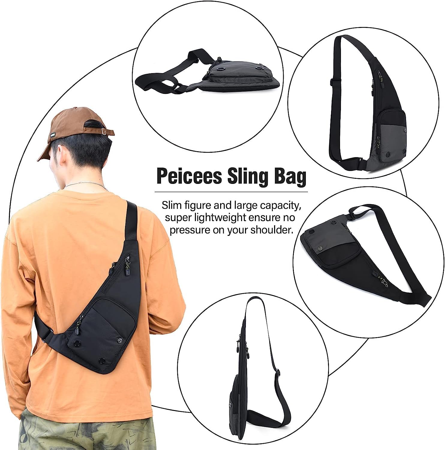 GUSTAVE® Waterproof Sling Bag Crossbody Bag
