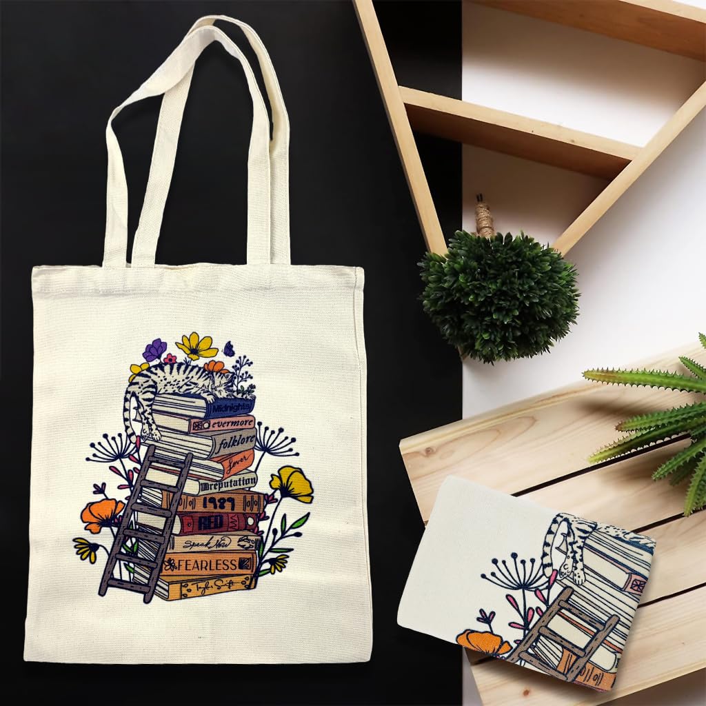 PALAY Taylor Tote Bag with Zipper Inner Pocket Singer Album Inspired Fans Gifts Music Lovers Reusable Canvas Bags