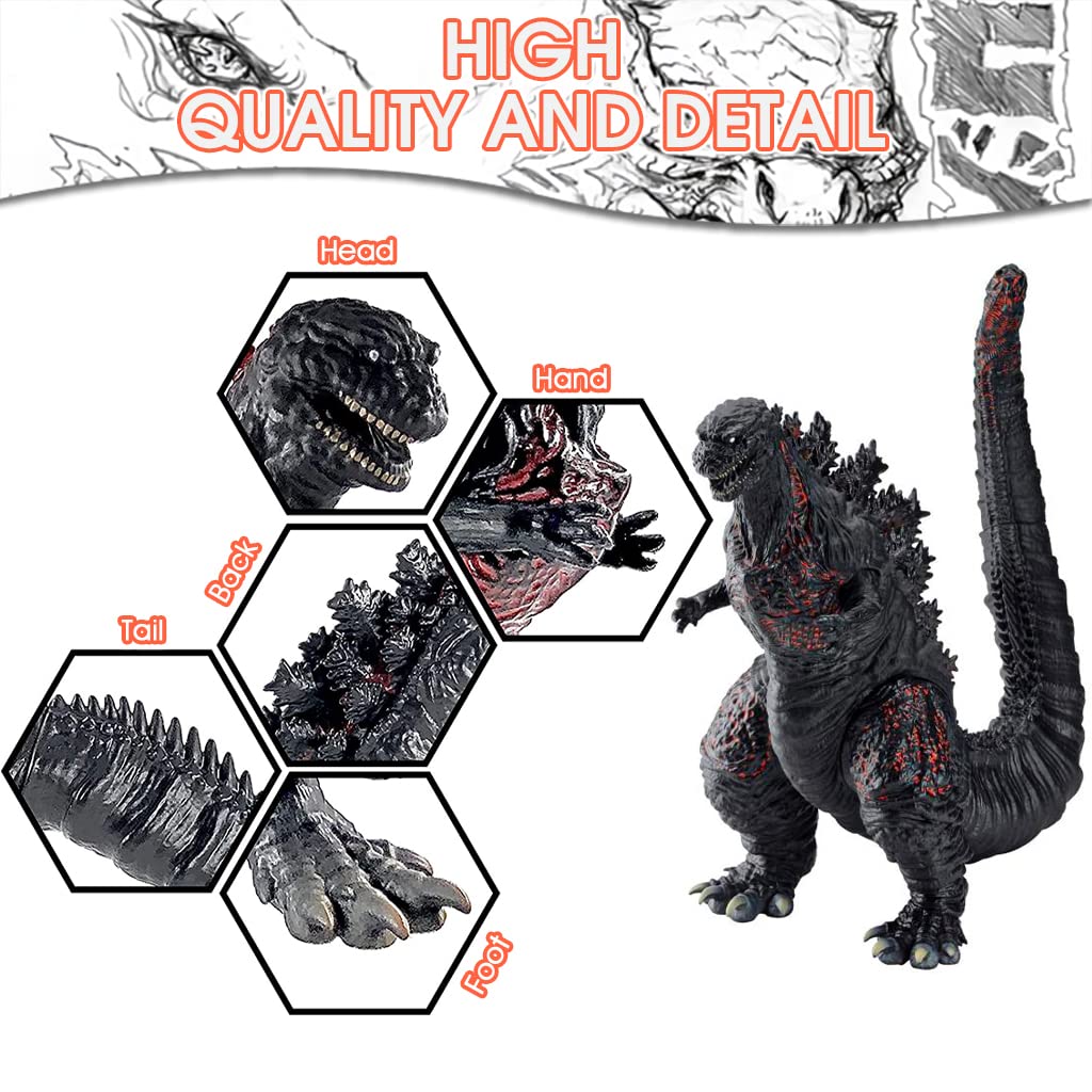 PATPAT GodZilla Toys 6.7'' PVC, King of Monster Model Collection Burning GodZilla Action Figures Soft Touch Vinyl PVC Monster Toy Dinosaur Toys for Kids Birthday Christmas Gifts for Boys Girls