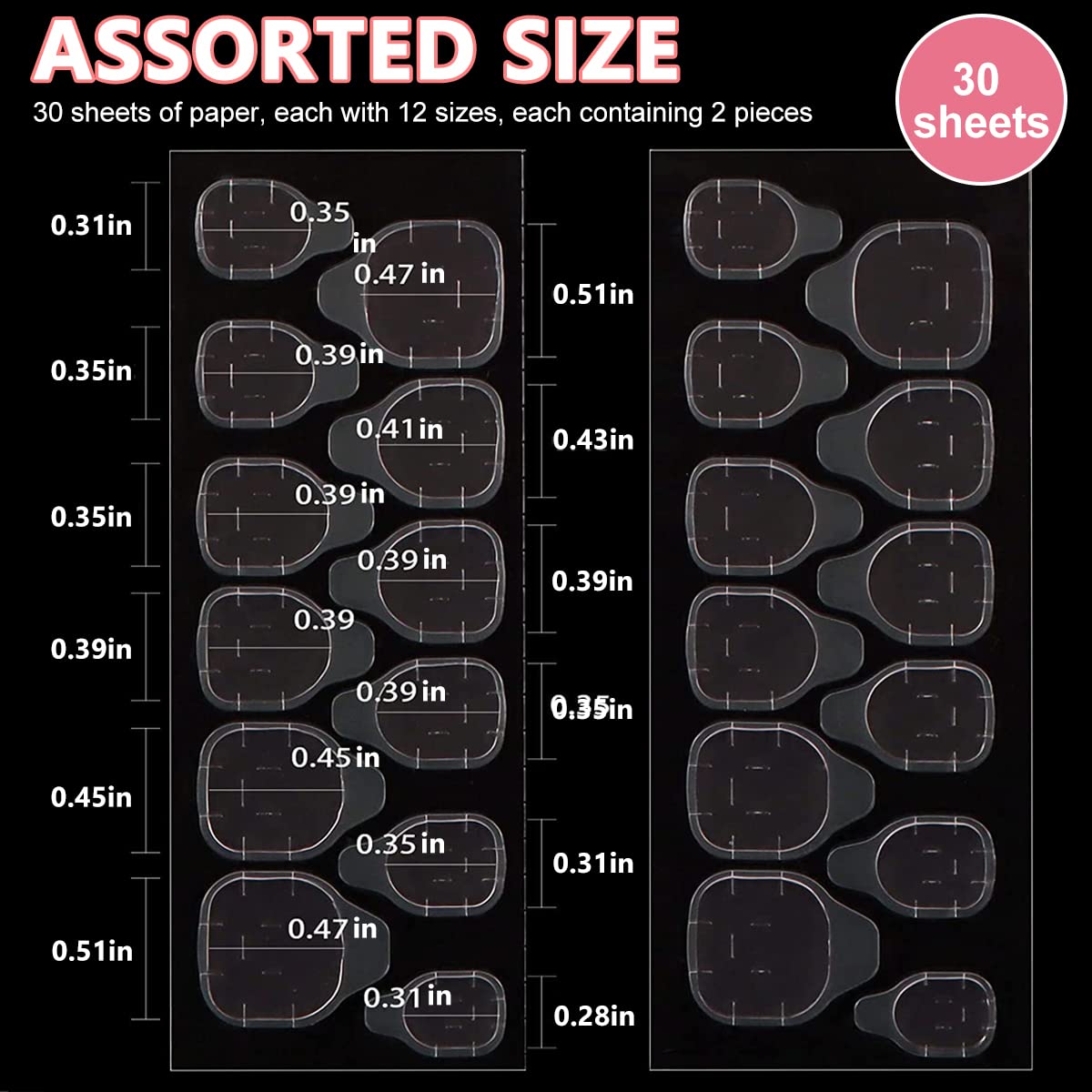 MAYCREATE 720pcs Double-Side Nail Adhesive Tabs, Nail Glue Stickers False Nail Jelly Gel Glue Tabs Nail Glue Transparent Flexible Adhesive Fake Nails Tab for Press on Nails