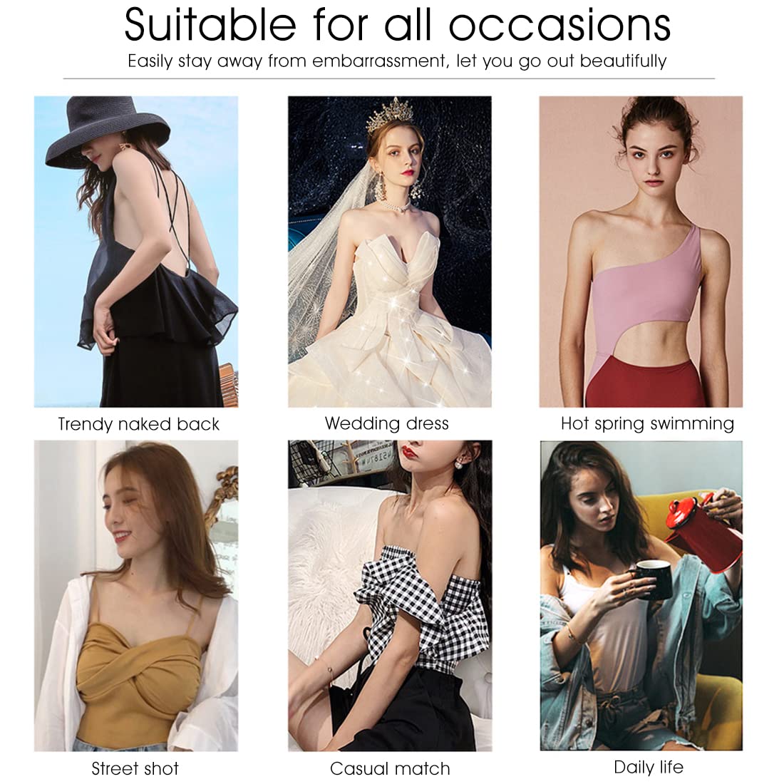 PALAY 4 Pairs Nipple Covers Silicone Nipple Pasties for Breast Breathable Reusable Adhesive Silicone Nipple Pad Invisible Nipple Cover for Evening Gown,Party Dress,Off Shoulder Dress
