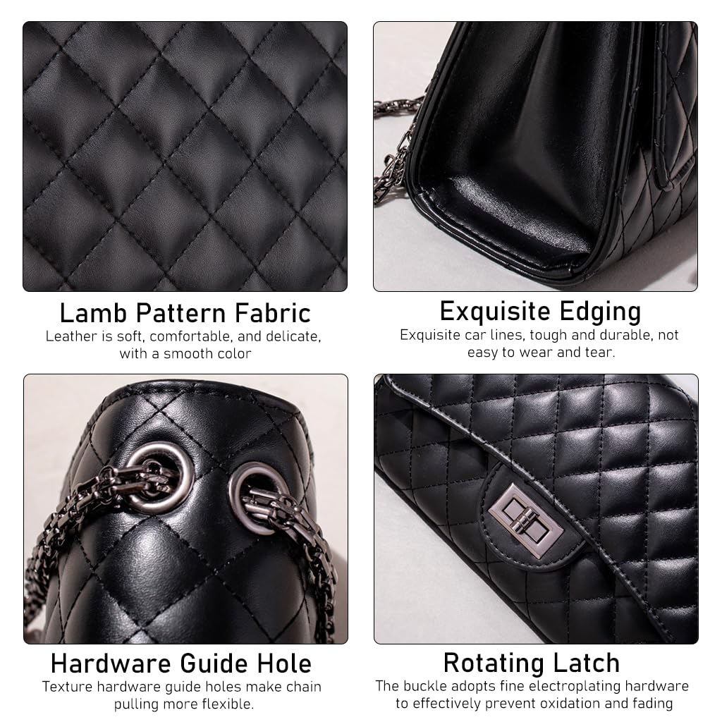 PALAY Sling Bag for Women Stylish PU Leather Shoulder Bag Chain Strap Bag Diamond Pattern Bag Interlock Closure Women Bag Crossbody Bag for Girls
