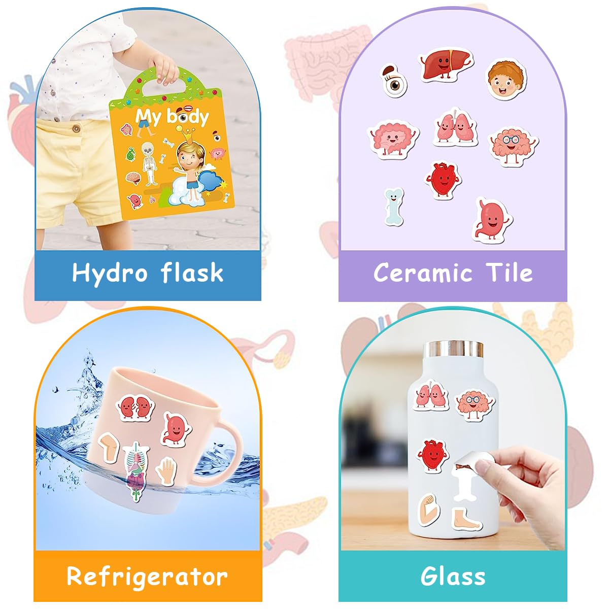 PATPAT Stickers for Kids Montessori Busy Books for Kids, Body Learning Reusable Stickers for Toddlers, Educational Toys Stickers for Kids Sticker Book Learning Toys Birthday Gifts for Kids 3+ Years