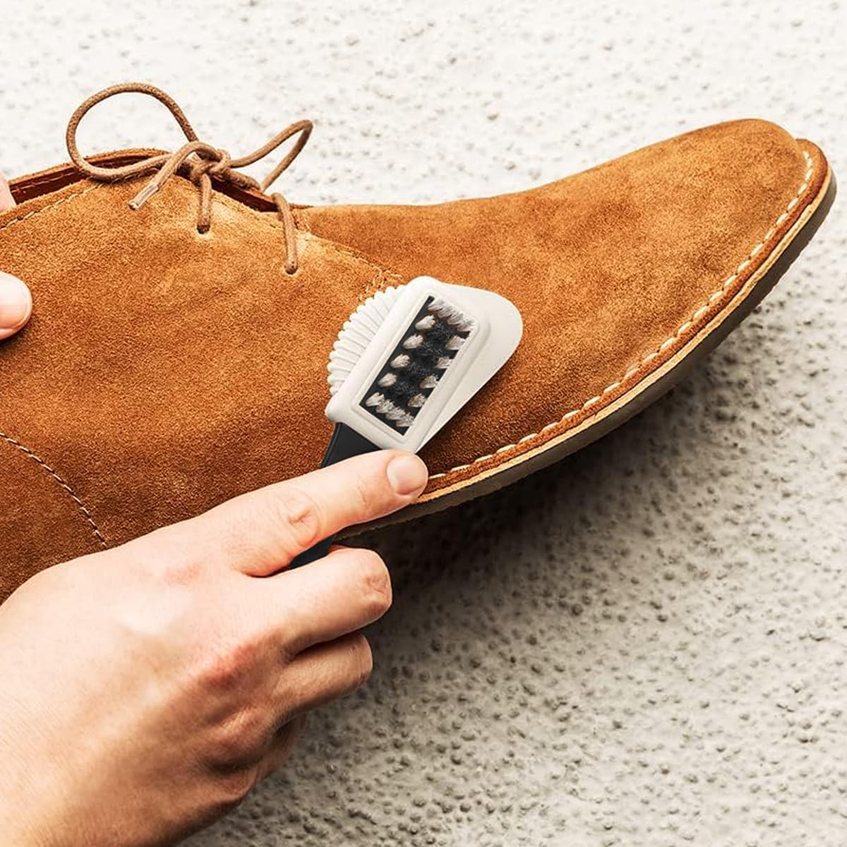 HASTHIP 3 in 1 Suede Shoe Cleaner Brush, Cleaner for Suede Boots, Cleaning & Refreshing Brush for Suede Leather Products with Brass & Nylon Bristles