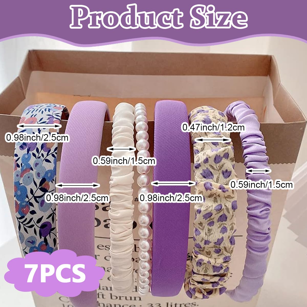 PALAY 7pcs Headband for Women Different Designs Headband for Girls Twisted Pearl Floral Hair Bands Stylish Non-slip Headbands Set Gift