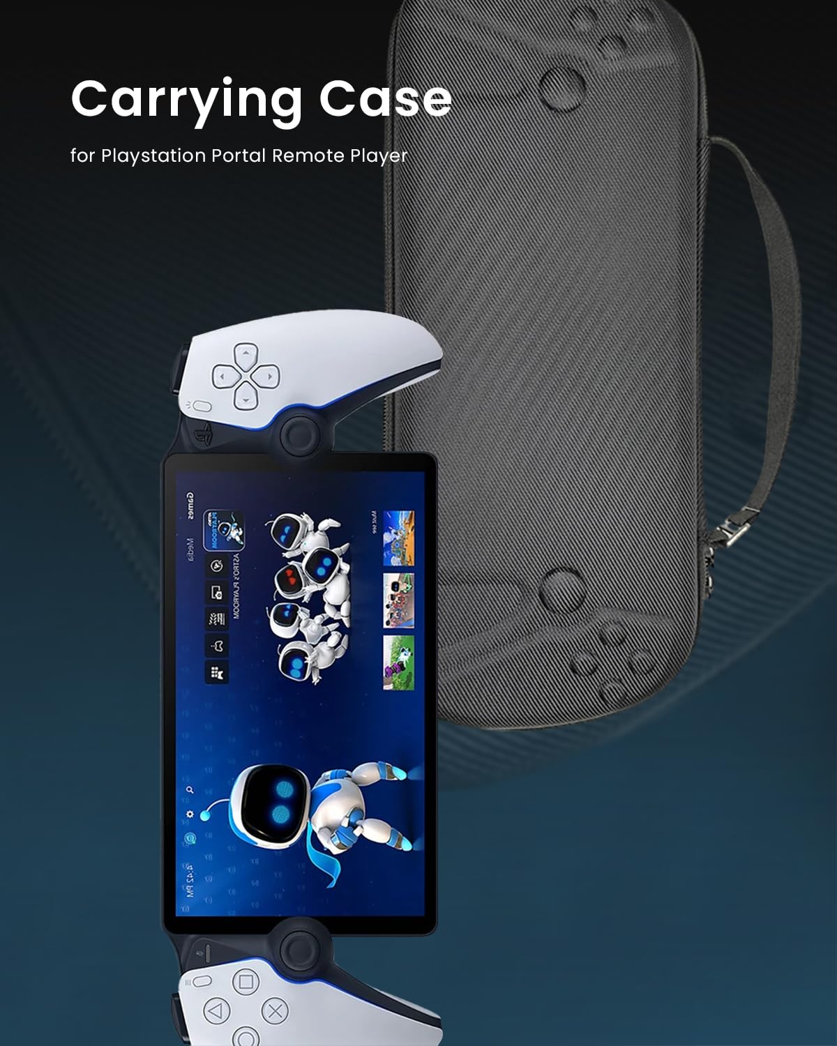 ZORBES Carrying Case for Sony PlayStation Portal Handheld Gaming Console, Hard Case with Mesh Zipper Pouch Playstation Portal Organizer Bag with Handle Playstation Portal Game Console Accessories Bag