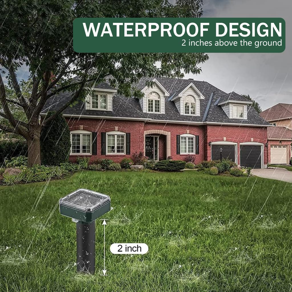 HASTHIP 4Pcs Solar Ultrasonic Animal Repellent - IP65 Waterproof Animal Repellent - 26cm Outdoor Animal Repellent Devices - Switchable Ultrasonic Animal Repellent for Mice, Rodent, Birds