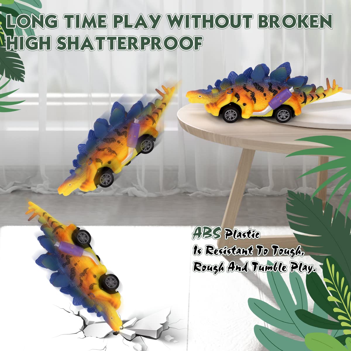 PATPAT Kids Dinosaur Toys Pull Back Cars, 6PCS Dinosaur Toys for 2 3 4 5 Year Old Boys Girls, Boy Toys for 3-5 Years Old, Dinosaur Car Toy Set, Kids Christmas Birthday Gifts (Multicolor)