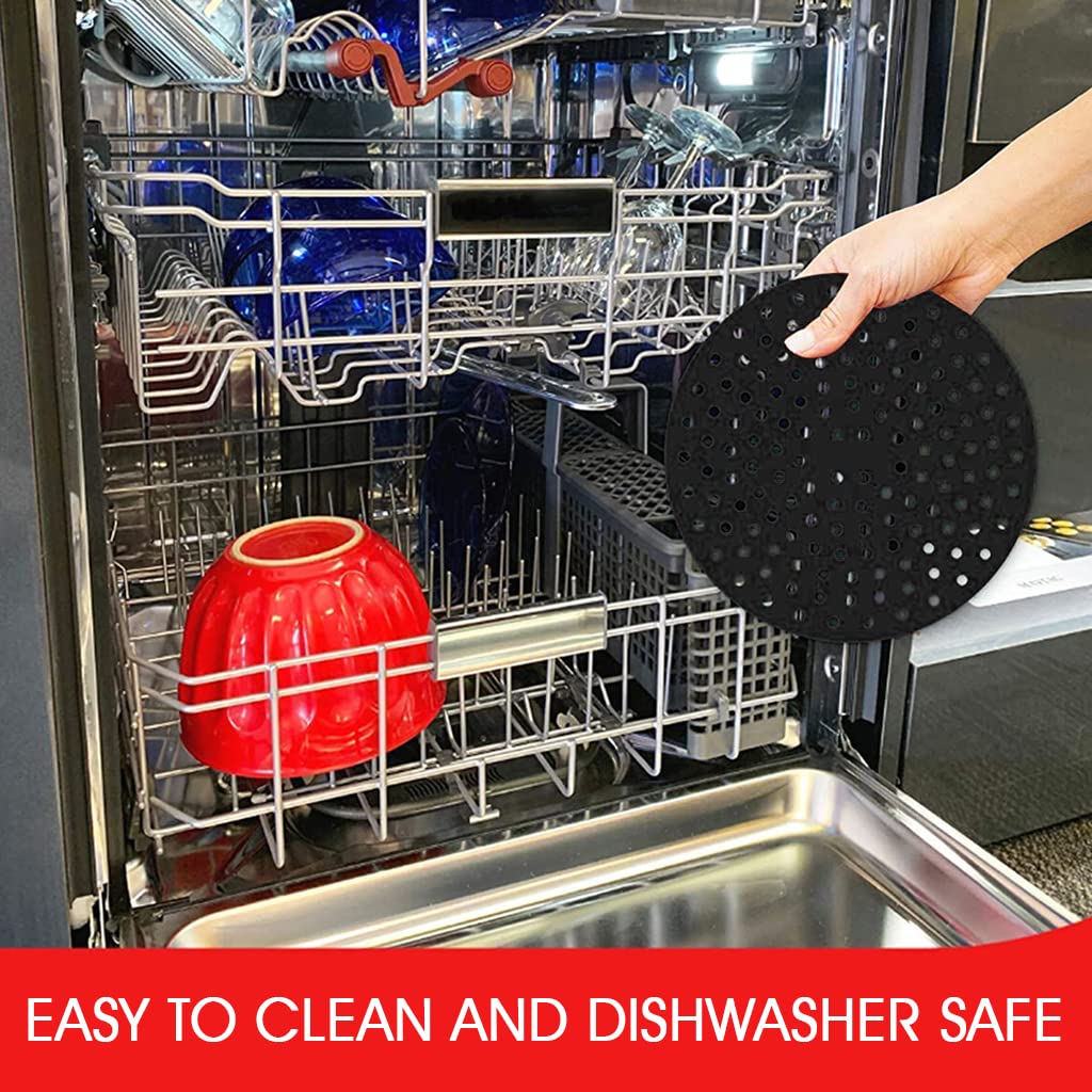 HASTHIP® Reusable Silicone Air Fryer Liners, 8 Inch Non-Stick Easy Clean Air Fryer Accessories, Round Air Fryer Oven Pads Foodgrade Silicone Heat Resistant (1 Red + 1 Black)