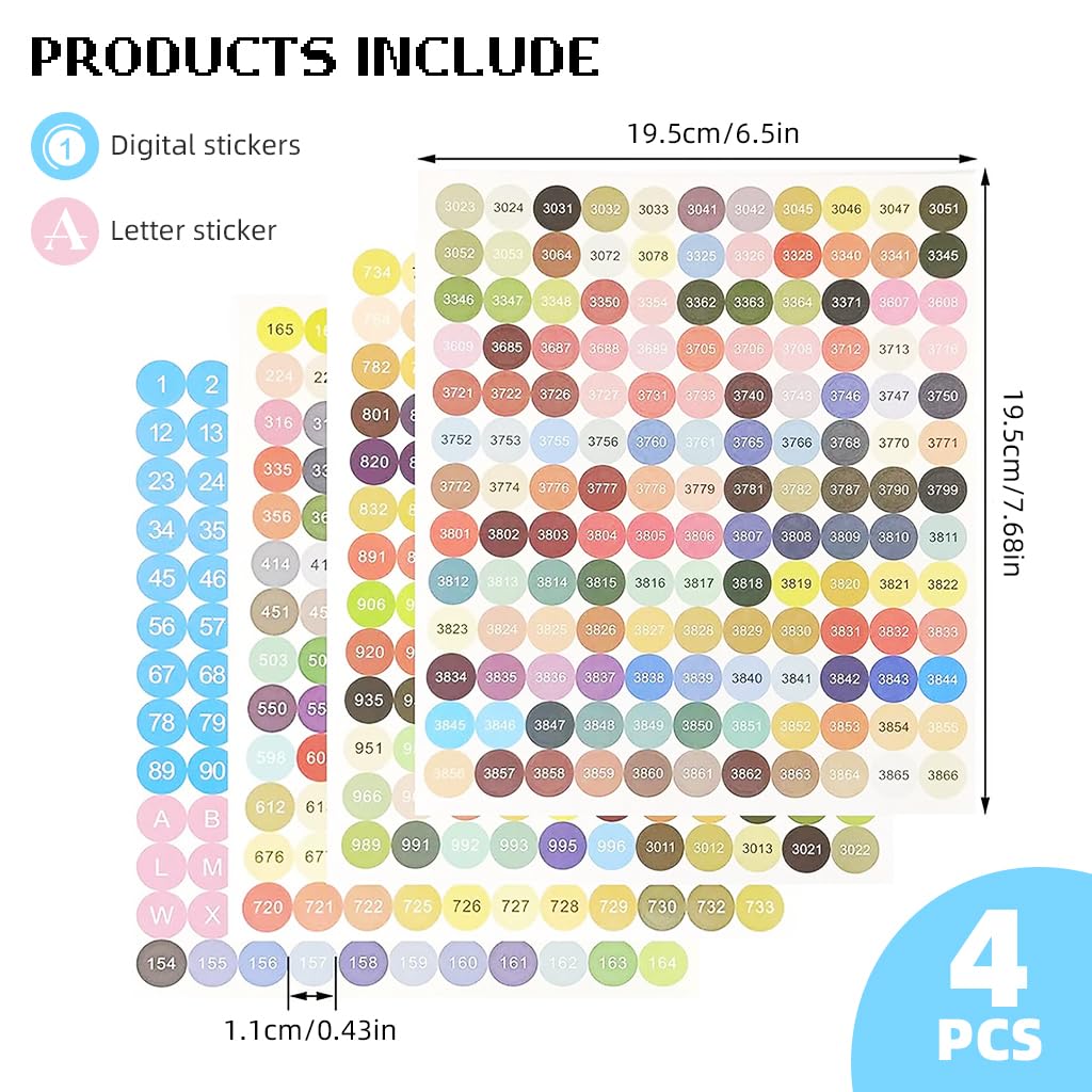 HASTHIP Self Adhesive Stickers, Diamond Painting Labels for Diamond Painting Classification, 447 Color Number Label Stickers for Jars, Blank Label for Containers