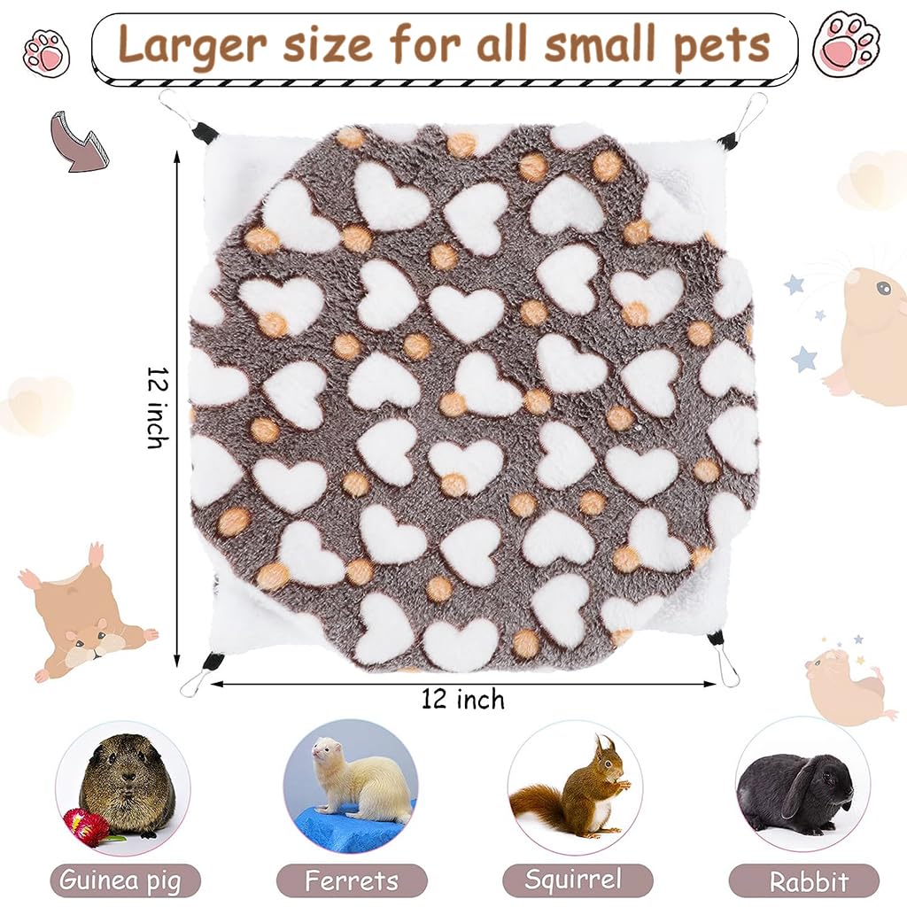 Qpets Winter Hammock Bed for Small Animals, Hibernation Plush Hammock Bed Hanging Hamsters House Hidden Small Pets Sleeping Bag for Hamsters, Golden Bears, Mouse Cubs, Honey Gliders (S)