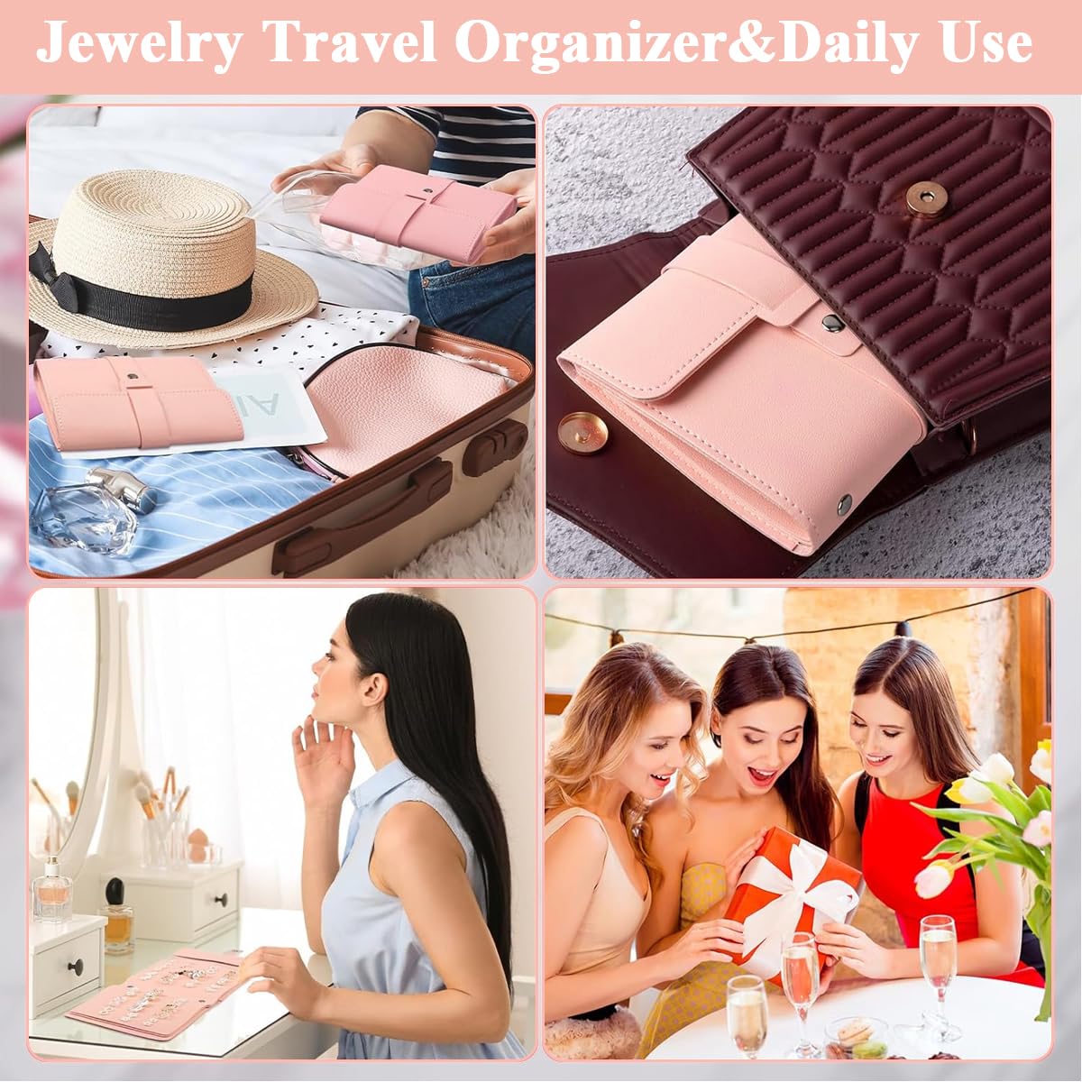 MAYCREATE Earring Book Organizer, Portable Earring Holder Case Pu Leather Travel Earring Case with Foldable Book Design Foldable Leather Earring Organizer Bag