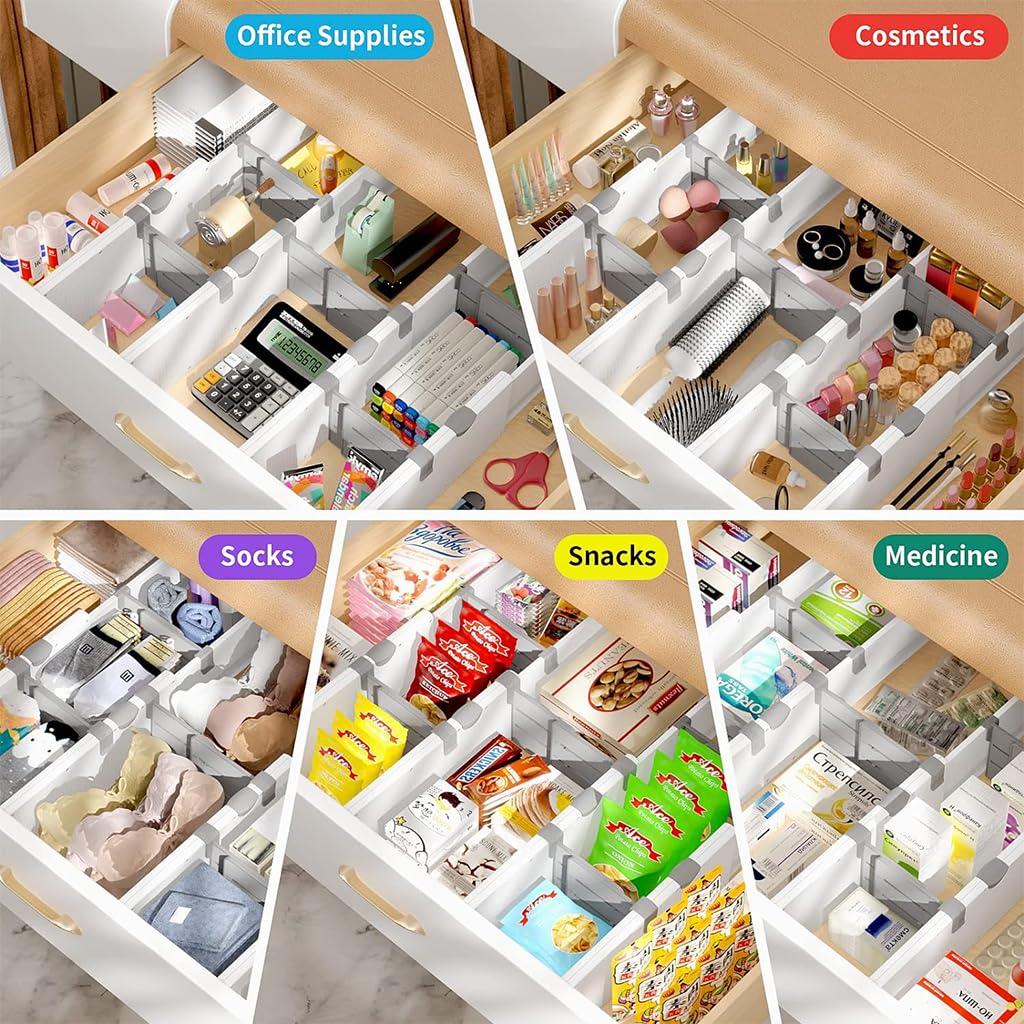 HASTHIP Drawer Dividers Organizer Set - 3 Adjustable ABS Dividers 11.1