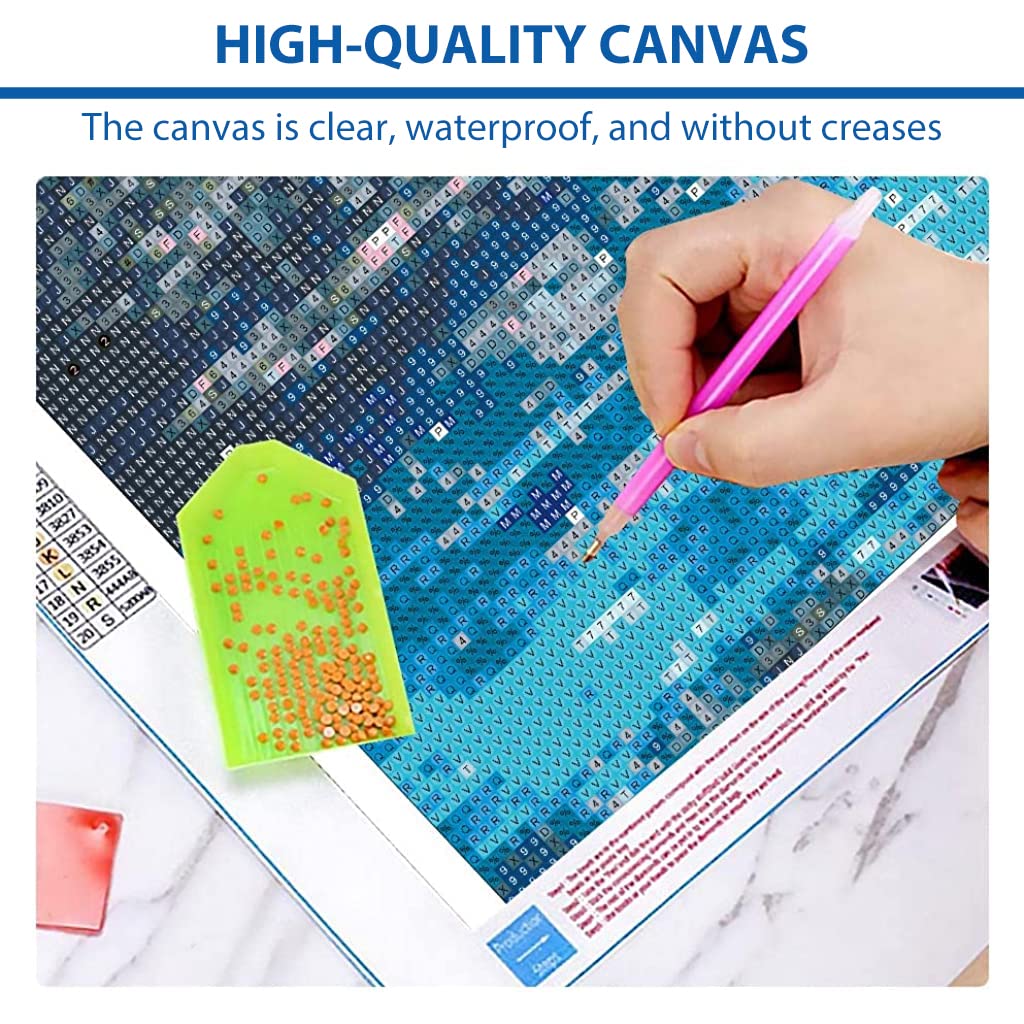HASTHIP 5D Diamond Painting Kit, 27.5 X 15.7inch Large Size Lake Moon Diamond Painting Kits for Adults, DIY Full Drill Crystal Rhinestone Arts and Crafts, Art Diamond Painting for Home Wall Decor