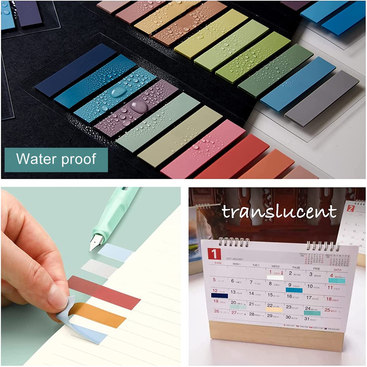 HASTHIP Sticky Tabs 60 Colors Morandi Color Sticky 1200pcs Index Tabs Sticky Notes for Notebook, Books, PET Material Page Tabs Sticky Flags File Index Tabs Office Stationery