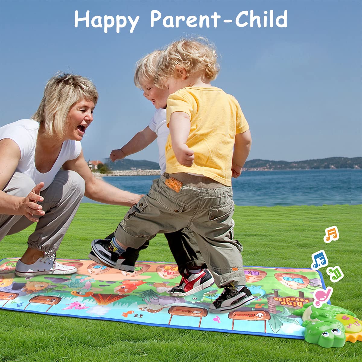 PATPAT Musical Mat for Kids, 47.2''*15.3'' Dinosaur Musical Play Mat Baby Piano Mat with 9 Piano Keys & Preset Songs, Music Mat for Kids 2-6 Years Old, Toys for 3 Year Old Boy Gifts for Boys Girls