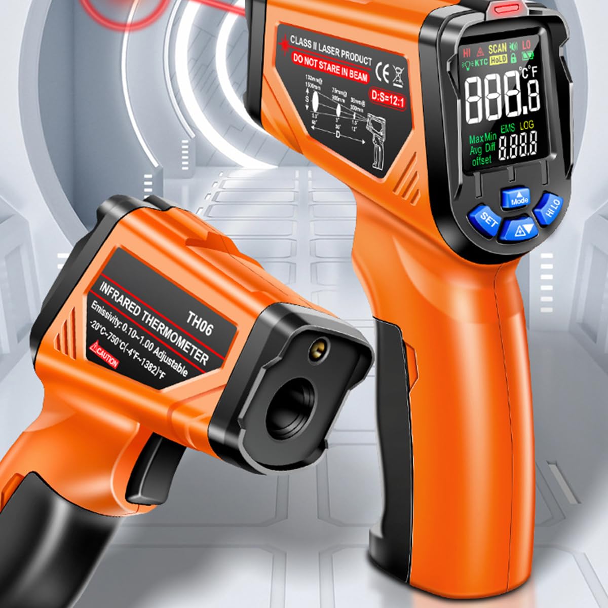 Serplex Infrared Thermometer Gun Non-Contact LCD Digital Laser Temperature Gun -4°F -1382°F (-20-750) Handheld Temp Gauge for Household Industrial Use, HVAC, Pizza Oven (Battery Not Included)