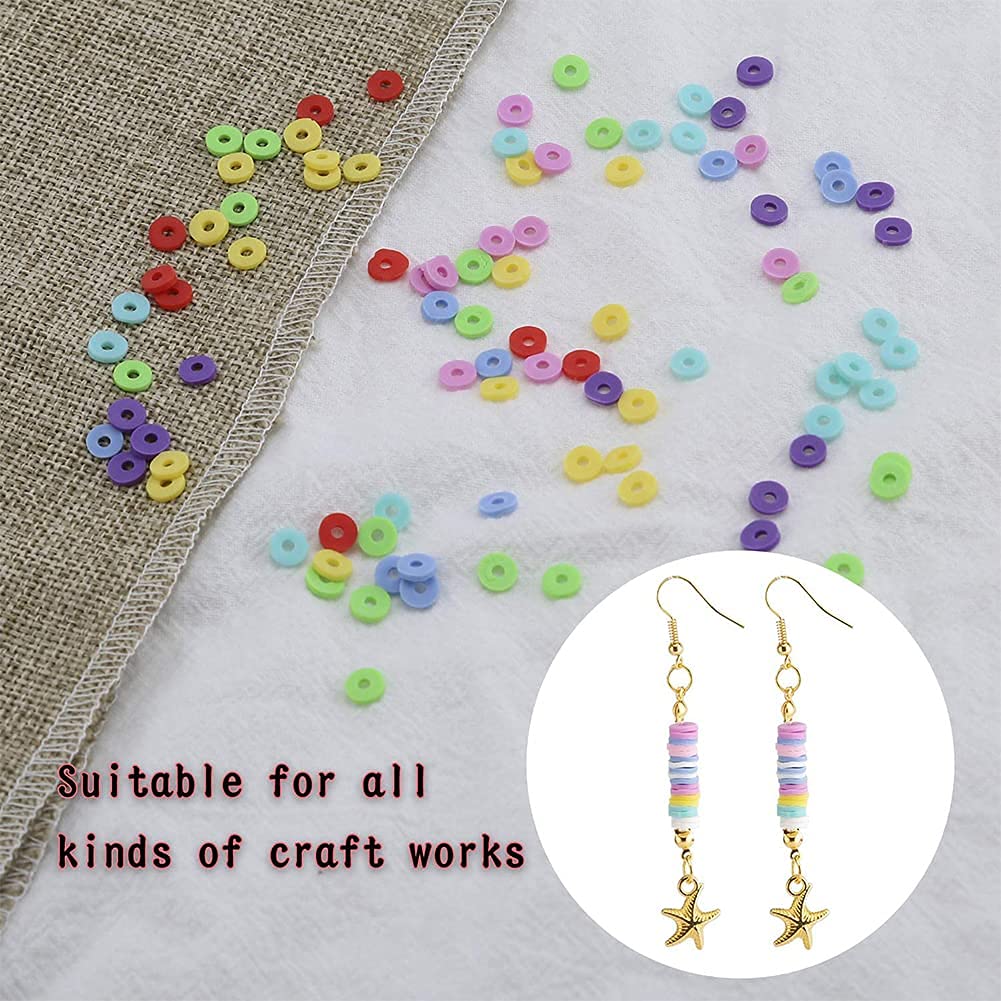 PATPAT 3000pcs Beads for Jewellery Making , Flat Beads Multicolor Flat Beads for Bracelet Necklace Making, Polymer Clay Flat Beads for DIY Jewelry (6mm, 15 Color)