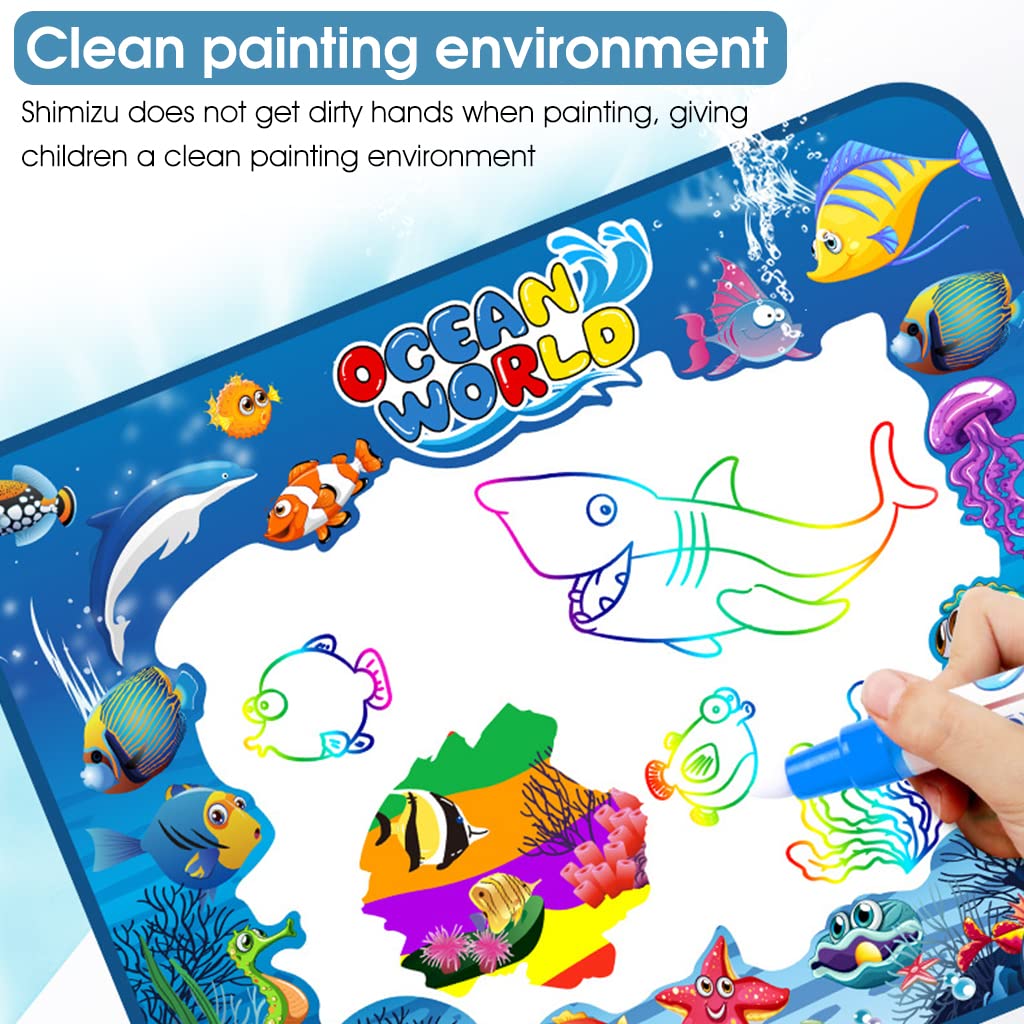 PATPAT Kids Activity Toys for 3+ Years Water Doodle Mat 100*75CM Large Water Drawing Mat, Drawing Painting Board Stencils with Water Doodle Pens , Educational Toys Toddlers Gift