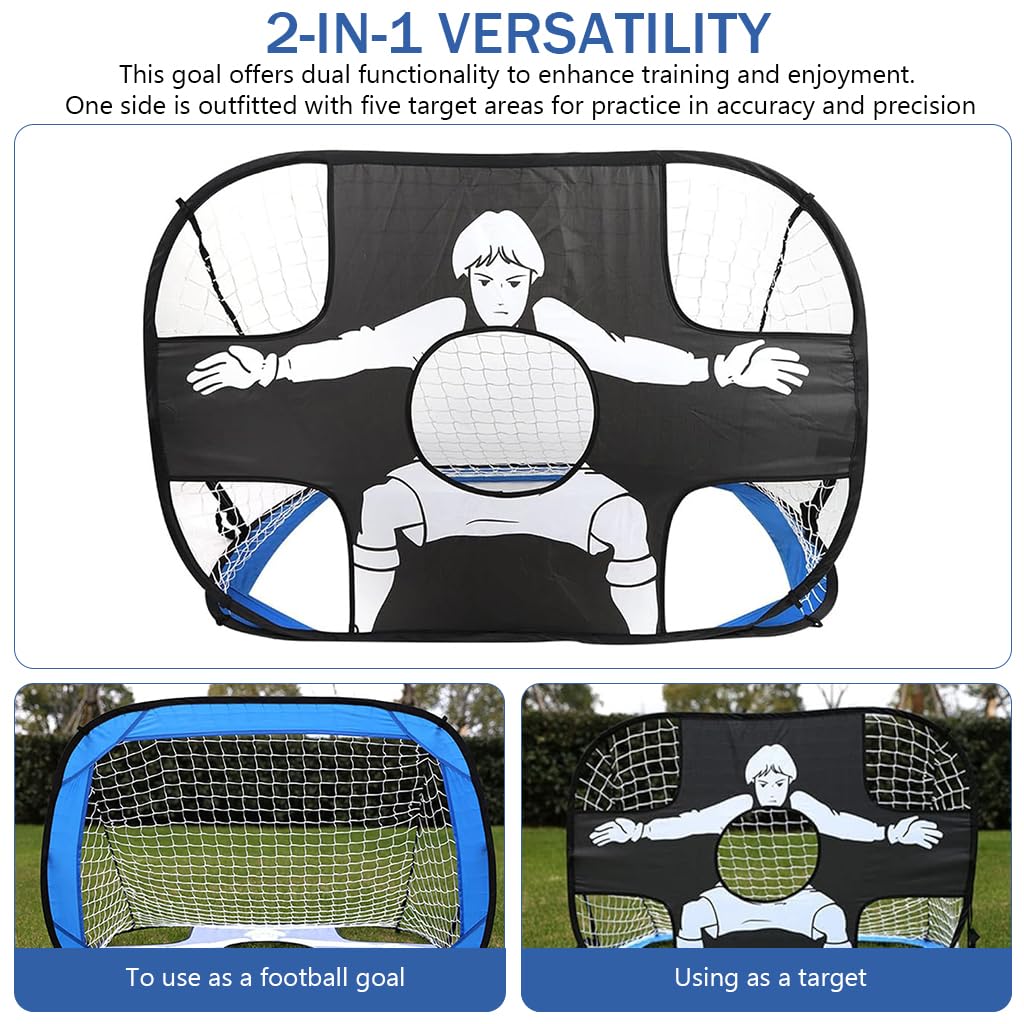 Proberos Football Goal Post Net, Portable Easy-Setup Soccer Goal Post for Indoor Outdoor Football Sport Games Mini Training Practice Set With Carry Bag