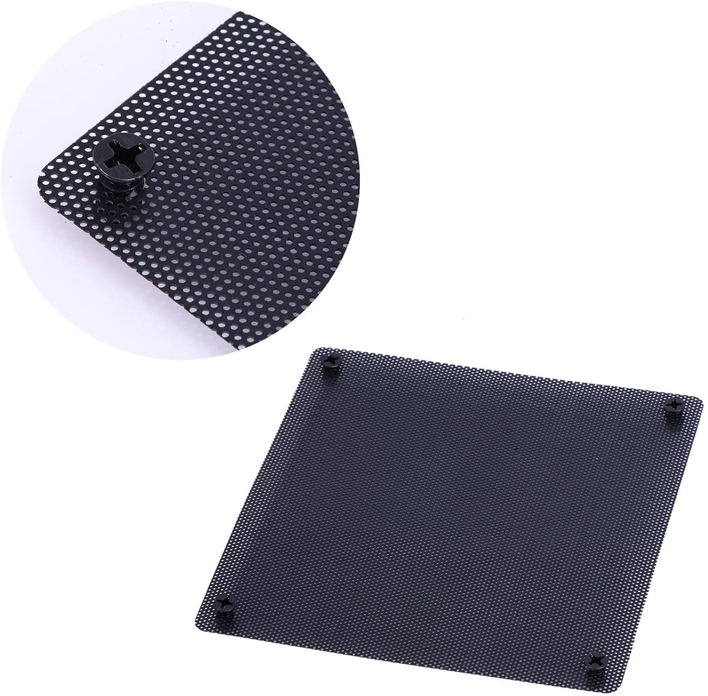 HASTHIP 5pcs 12cm PC Fan Dust Filter Black Square PC Computer Mesh Dustproof Case Cover Fan Dust Filter Cooler with 20 Screws (12cm)