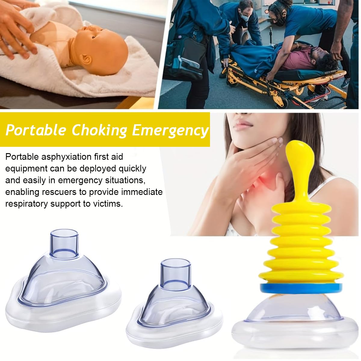 HANNEA Choking Rescue Device with 2 Masks, Professional Emergency Device for Choking Anti Choking Device for Baby, Toddler, Elderly, Emergency First Aid Accessories