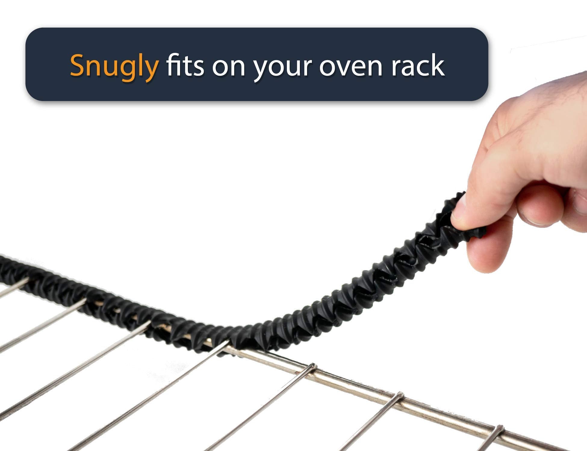 HASTHIP Black Pack of 3 Heat Resistance Silicone Oven Rack Shields Guards,Protects Against Burns and Scars,Oven Rack Protectors,14 Inches Long
