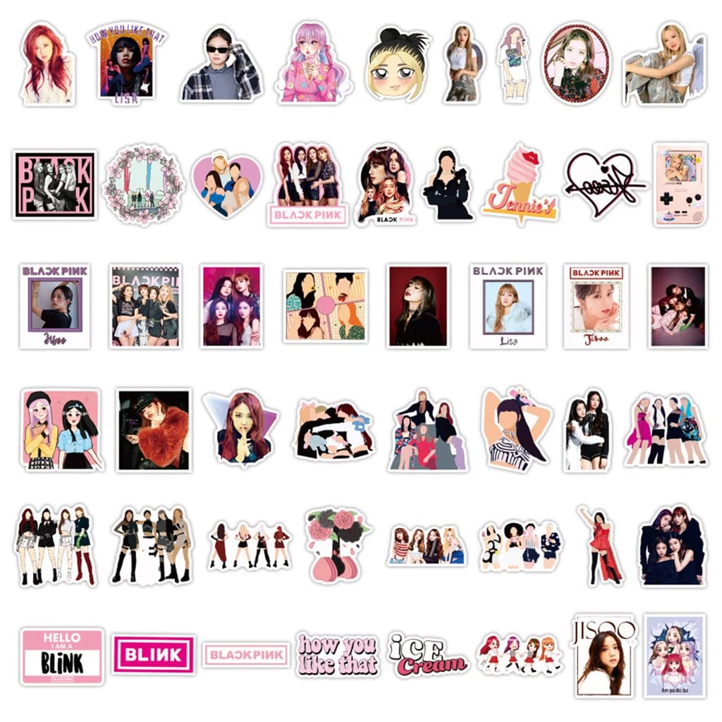 HASTHIP 100Pcs Blackpink Sticker Figures Set - Cool Fashionable Decorative Stickers for Sketchbook, Music Album, Laptop, and More! Perfect Gift for Blackpink Fans