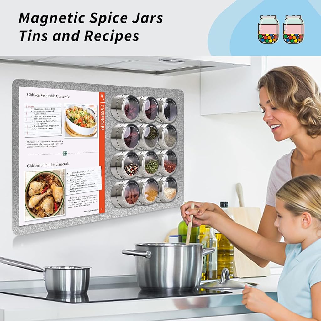 OFIFO® Stainless Steel Magnetic Board 43x30cm Wall Mounted Metal Memo Board for Home, Office, or Kitchen Organization & Display