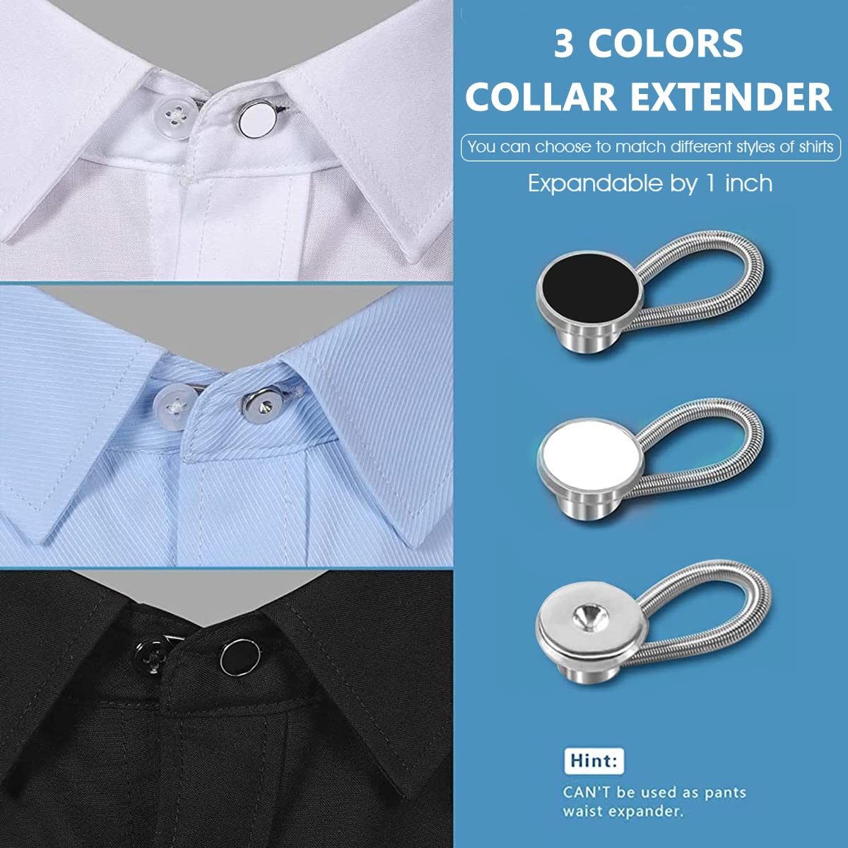 SANNIDHI 12 Pcs Shirt Collar Extender Stretch Metal Neck Button Extender for Mens Dress Shirt, Cuff, Pants, Collar Extension Button Expander Set
