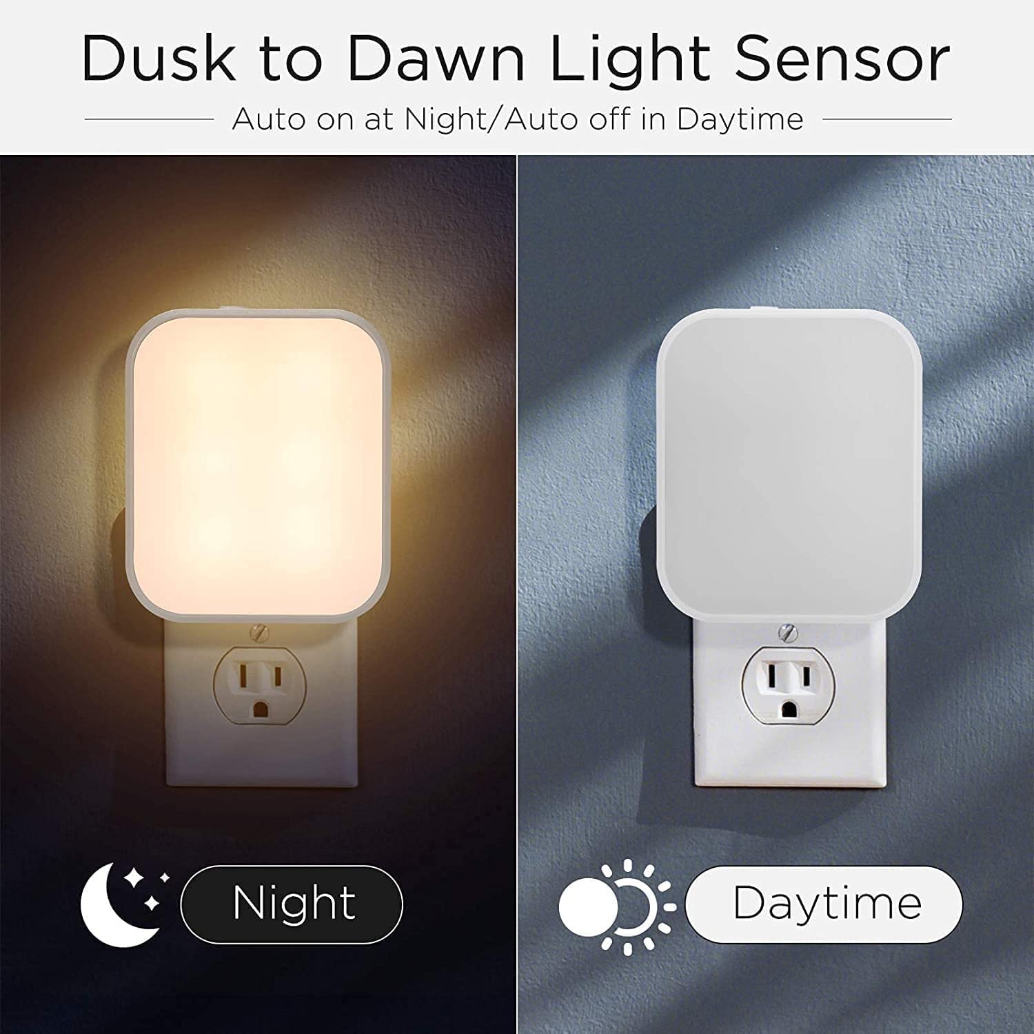 ELEPHANTBOAT 4 Pcs of Switchable Night Lamp for Bedroom Plug and Play, Lighting Sensor Night Light Cabinet Light for Children/Kids Bedroom Hallway Stair Kitchen(Warm Light+ White Light)