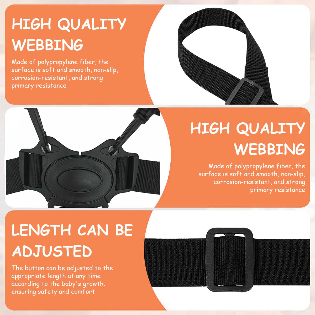 SNOWIE SOFT Baby Safety Strap for Chair 5-Anchoring-Points Safety Harness Belt for Toddlers Universal Adjustable Quick Release Buckle Design Baby Safety Strap for Stroller, High Chair, Pram