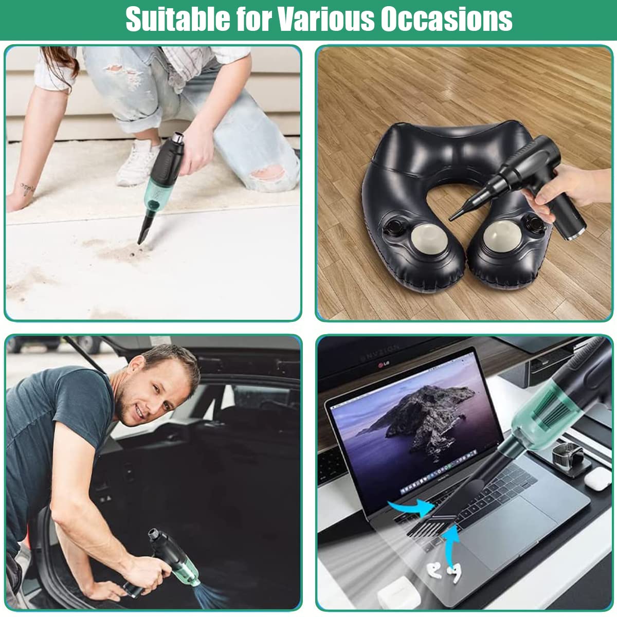 ZORBES Electric Compressed Air Duster - Cordless Electric Air Duster, 50, 000RMP Air Blower for Computer, Effective Keyboard Cleaner, Canned Air Replacement, Computer Cleaner Keyboard Duster