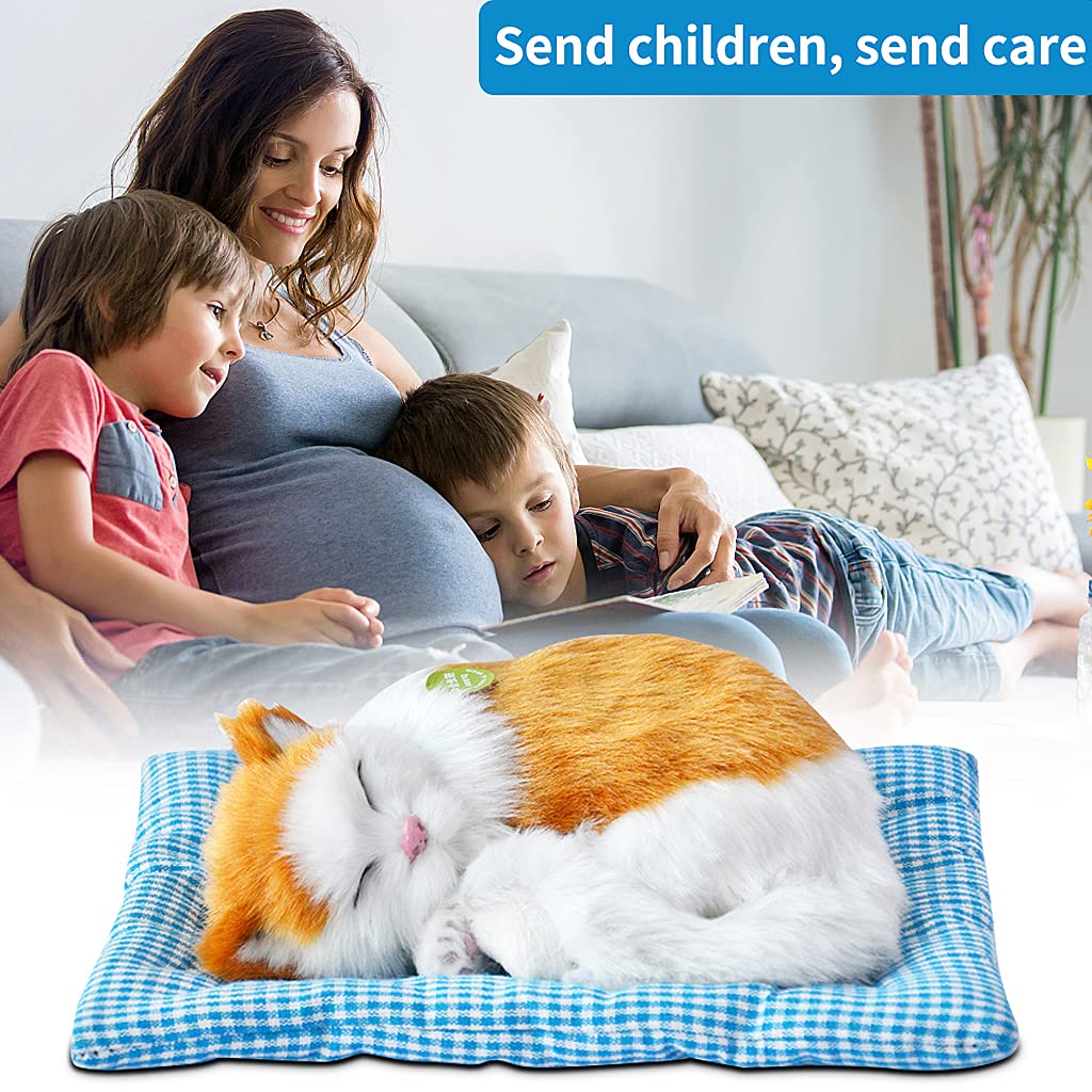 PATPAT Sleeping Cat Toy, Car Soft Toys, Cat Plushie, Stuffed Toys Cute Simulation Doll Collection Stuffed Puppy Animals Toy with Mat, Purify The Air, Kid Toy for Vehicle(25*20cm)