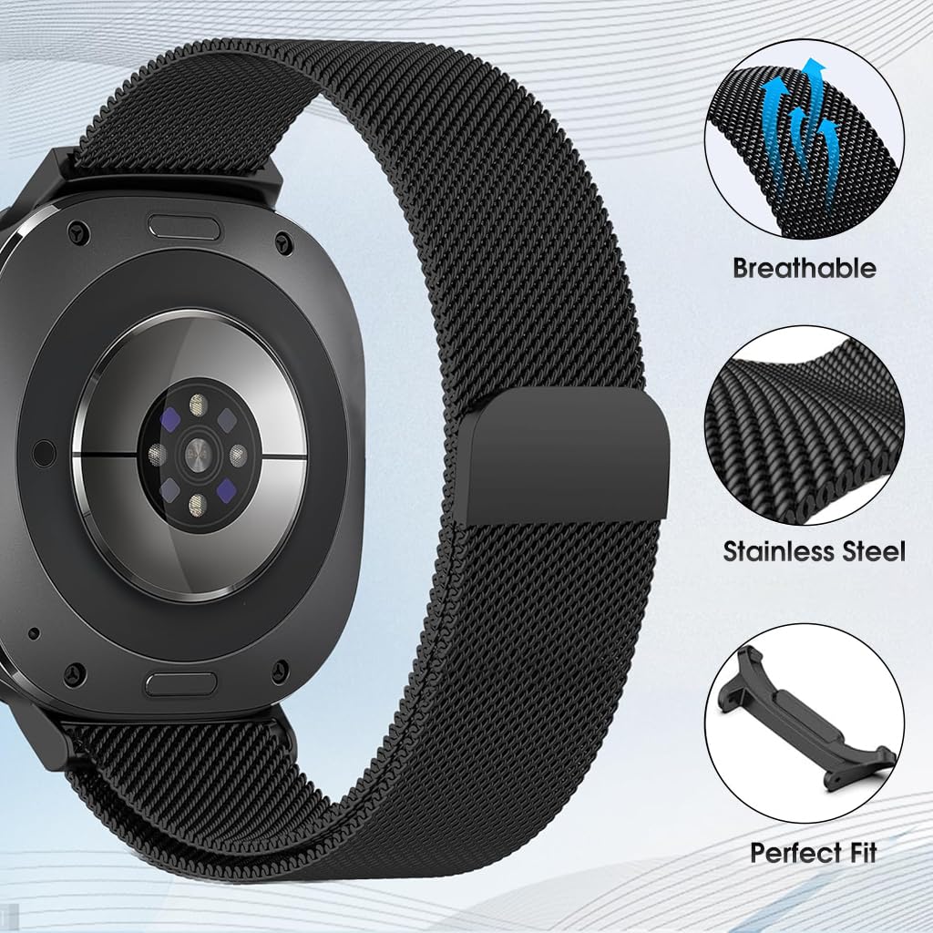 ZORBES Stainless Steel Mesh Magnetic Watch Band for Samsung Galaxy Watch7 Ultra 47mm (2024) Fashion Unisex Magnetic Clasp Strap for Samsung Galaxy Watch Band for Man and Women