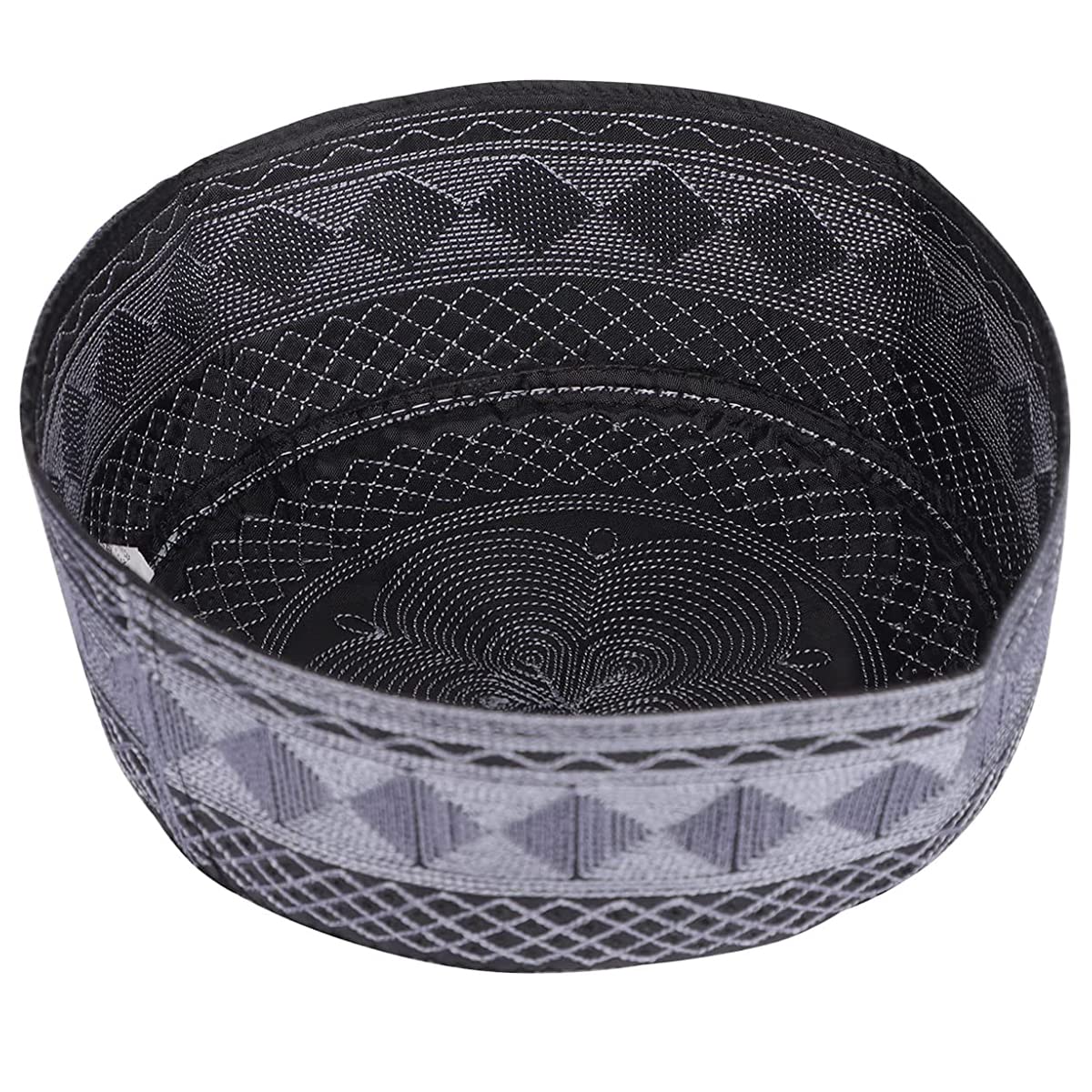 GUSTAVE Muslim Cap for Men Islamic Prayer Skull Cap Muslim Eid Prayer Embroidered Kufi Fat Ramadan Mosque Arab Indian Prayer Cap Grey