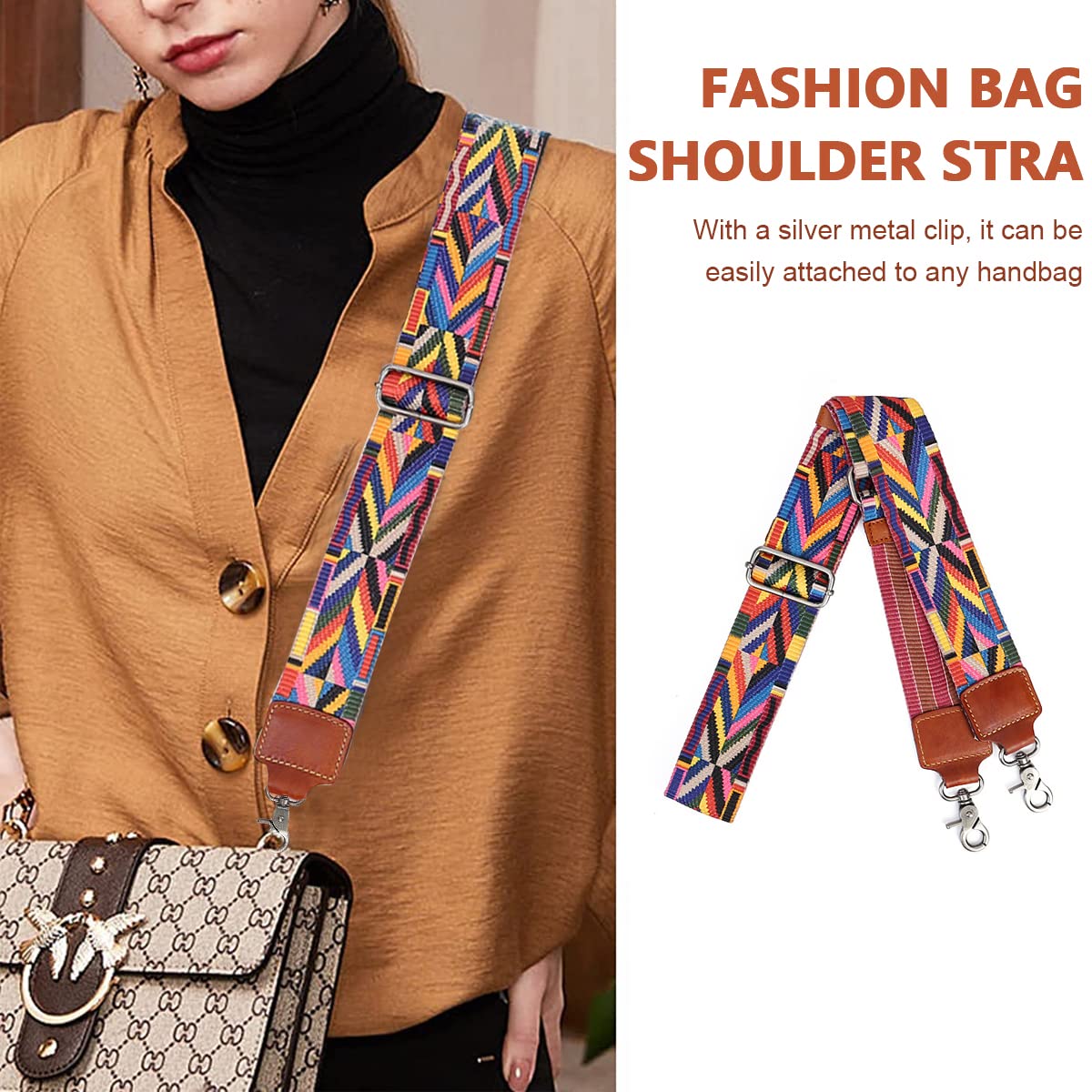 PALAY Shoulder Strap Canvas Webbing Wide Shoulder Strap Exotic Boho Crossbody Strap Adjustable Shoulder Strap for Handbag,Travel Bag