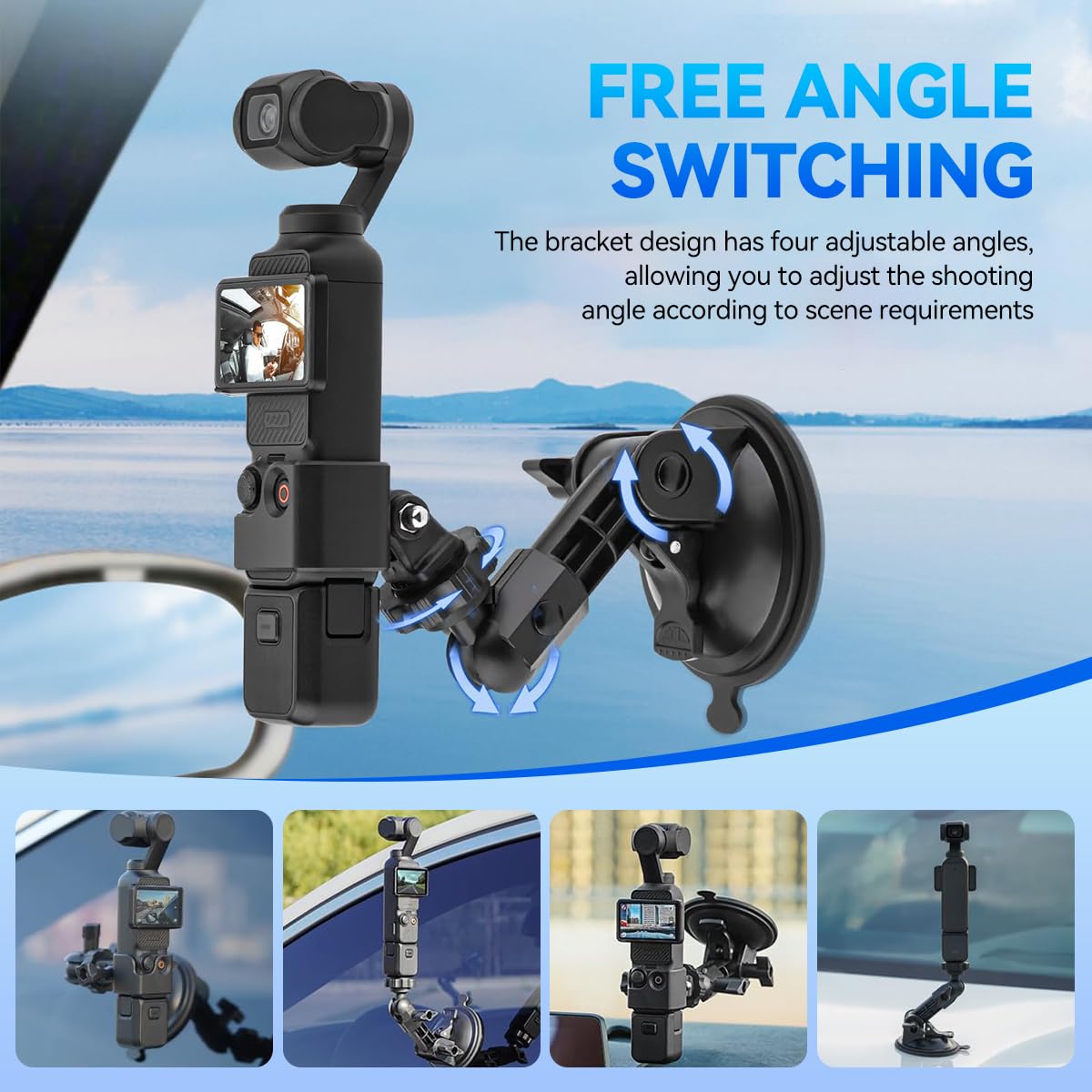 ZORBES Pocket 3 Suction Cup Mount Fliexible View Angle 1/4'' Screw Strong Suction Cup Mount for Insta360 X3 X4 X2 Go 3S for GoPro Max Mini Hero13 12 11 10 9 8 7 6 Pocket3 2 Action 5 Pro 4 Accessories
