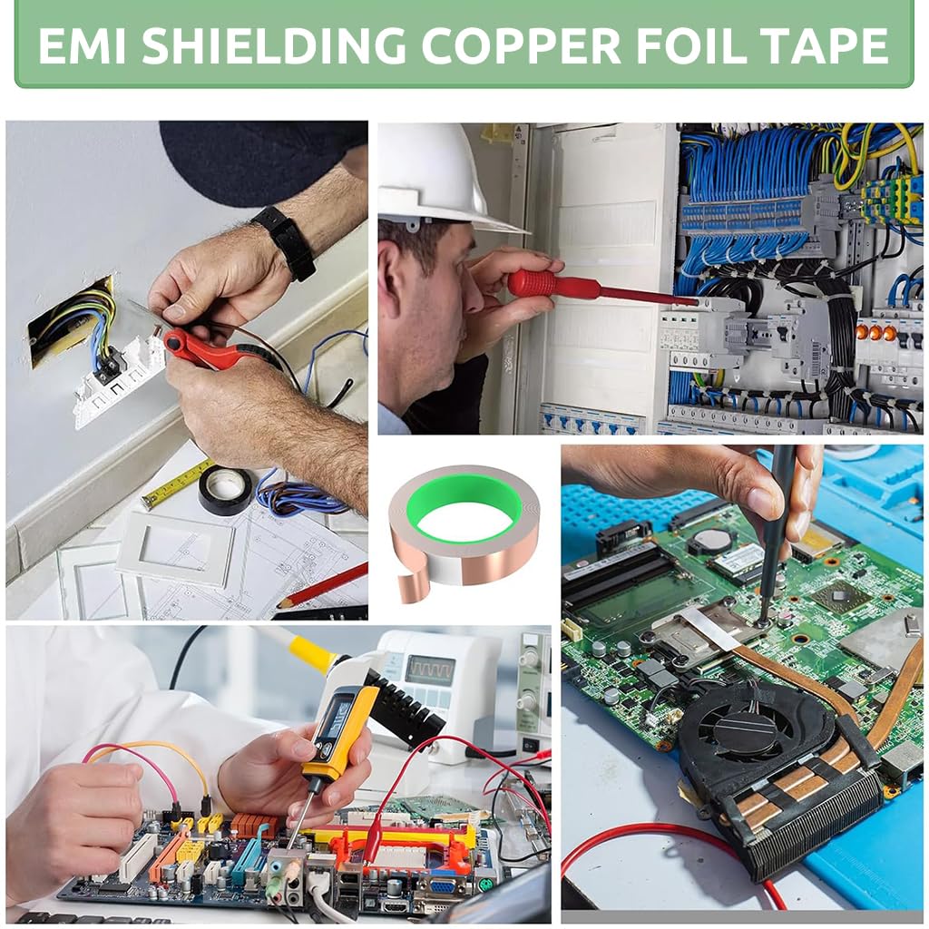 HASTHIP Copper Slug Tape 2cmx20m Copper Tape for Wrapping and Insulating Wire Circuits, Cuttable Self Adhesive Copper Tape High Temperature Resistant Electromagnetic Shielding Copper Tape
