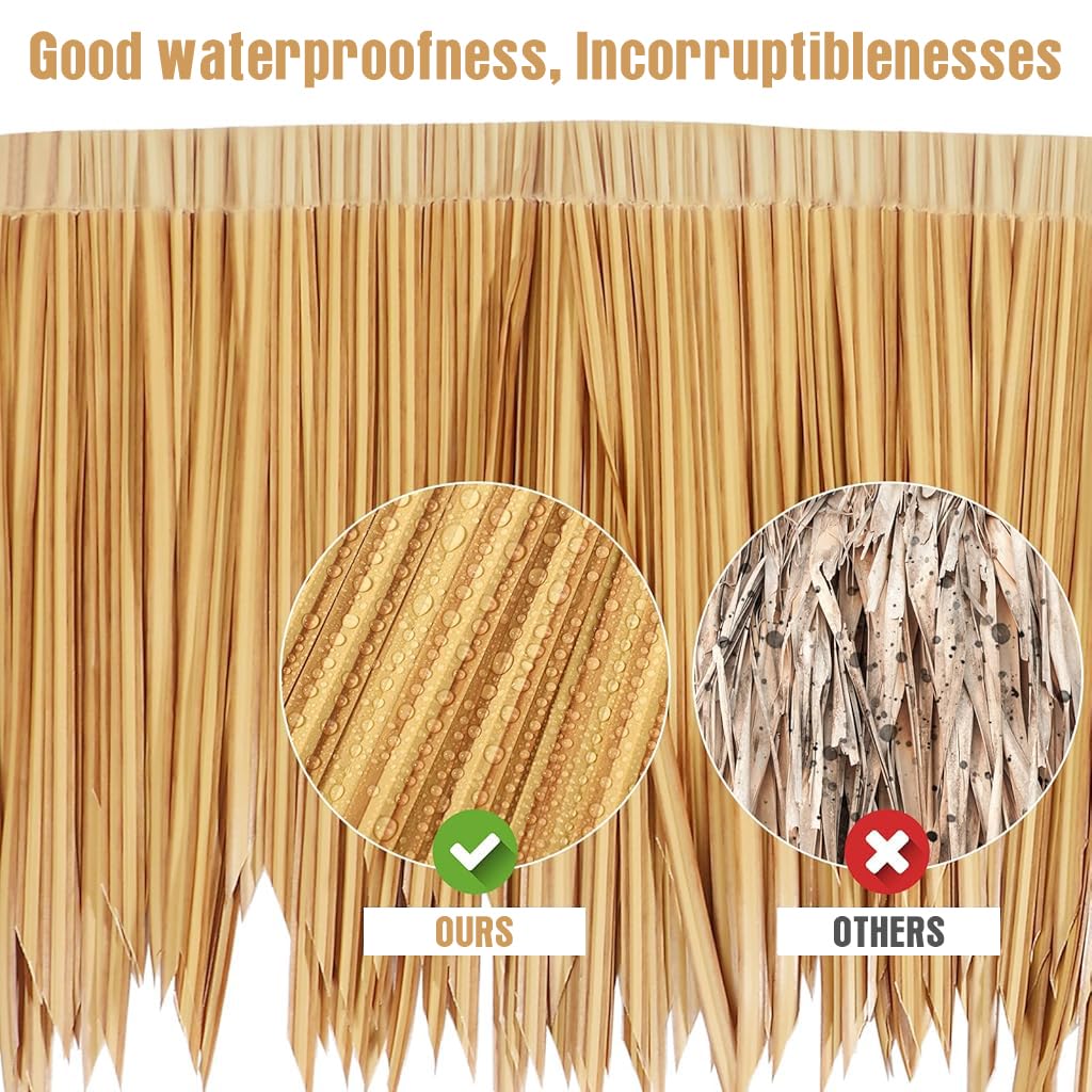 HASTHIP 3.3ft Artificial Thatch Trim for Roof Weather Resistant Yellowish Hawaii Thatch Trim Multipurpose Decorative Thatch Trim for Roof Edging, Tiki Bars, Interior Decor