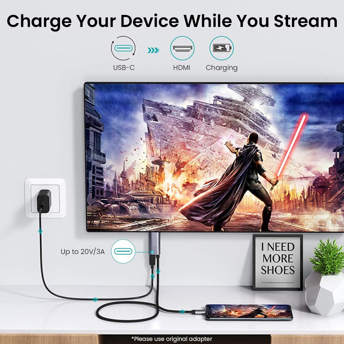 Verilux USB C to HDMI Cable 5.9ft USB C to HDMI Cable with PD 60W Charging Port Sleek Alloy Housing Design Plug and Go Universal USB C Cable to HDMI for MacBook Pro/Air, iPad Pro, iMac